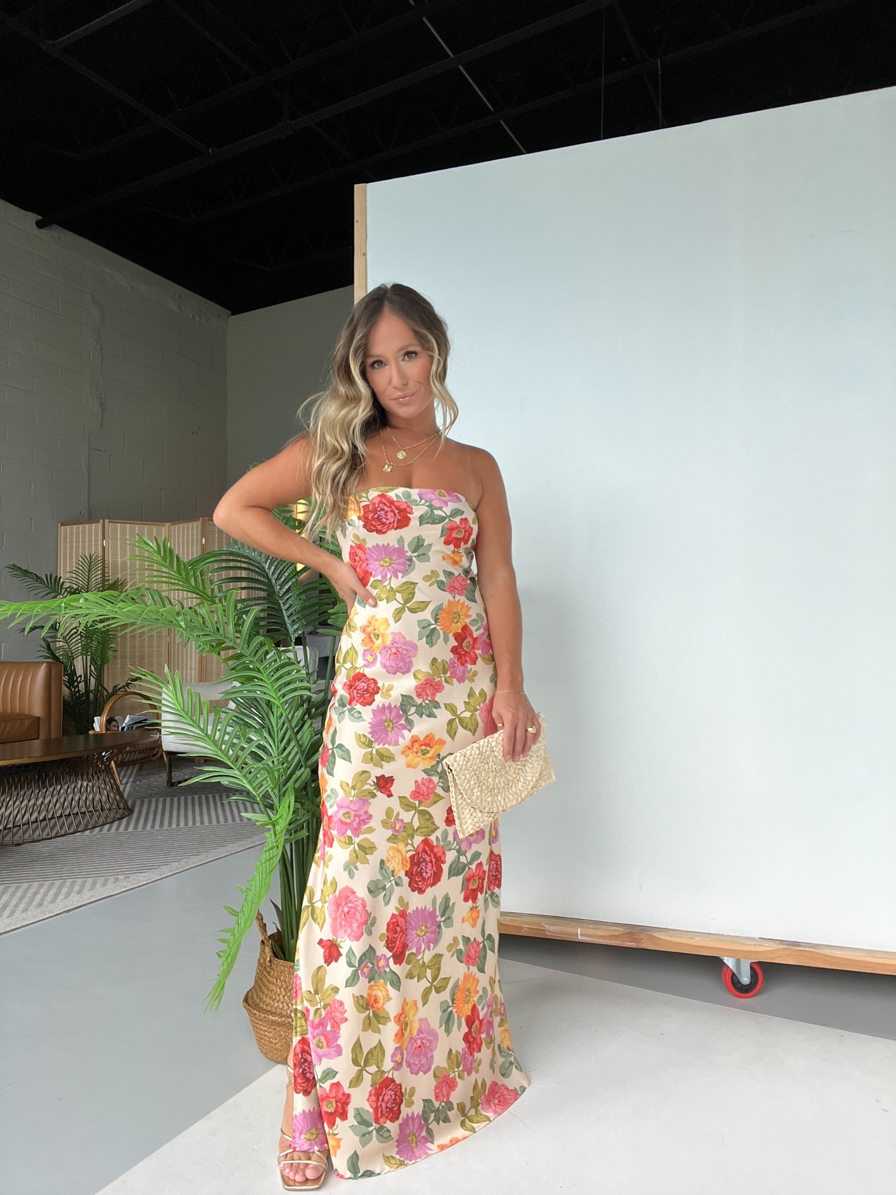 Hot Summer Nights Satin Maxi Dress Multi