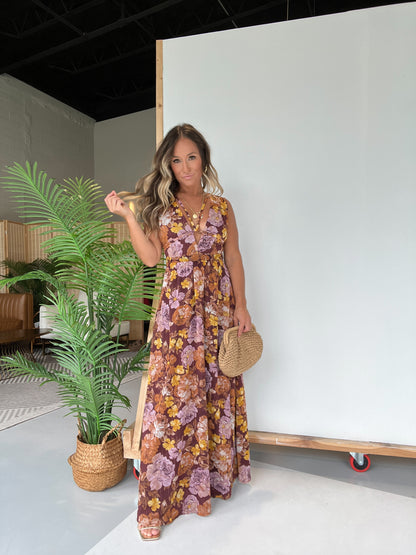 Within Fall Floral Maxi Dress Brown Multi