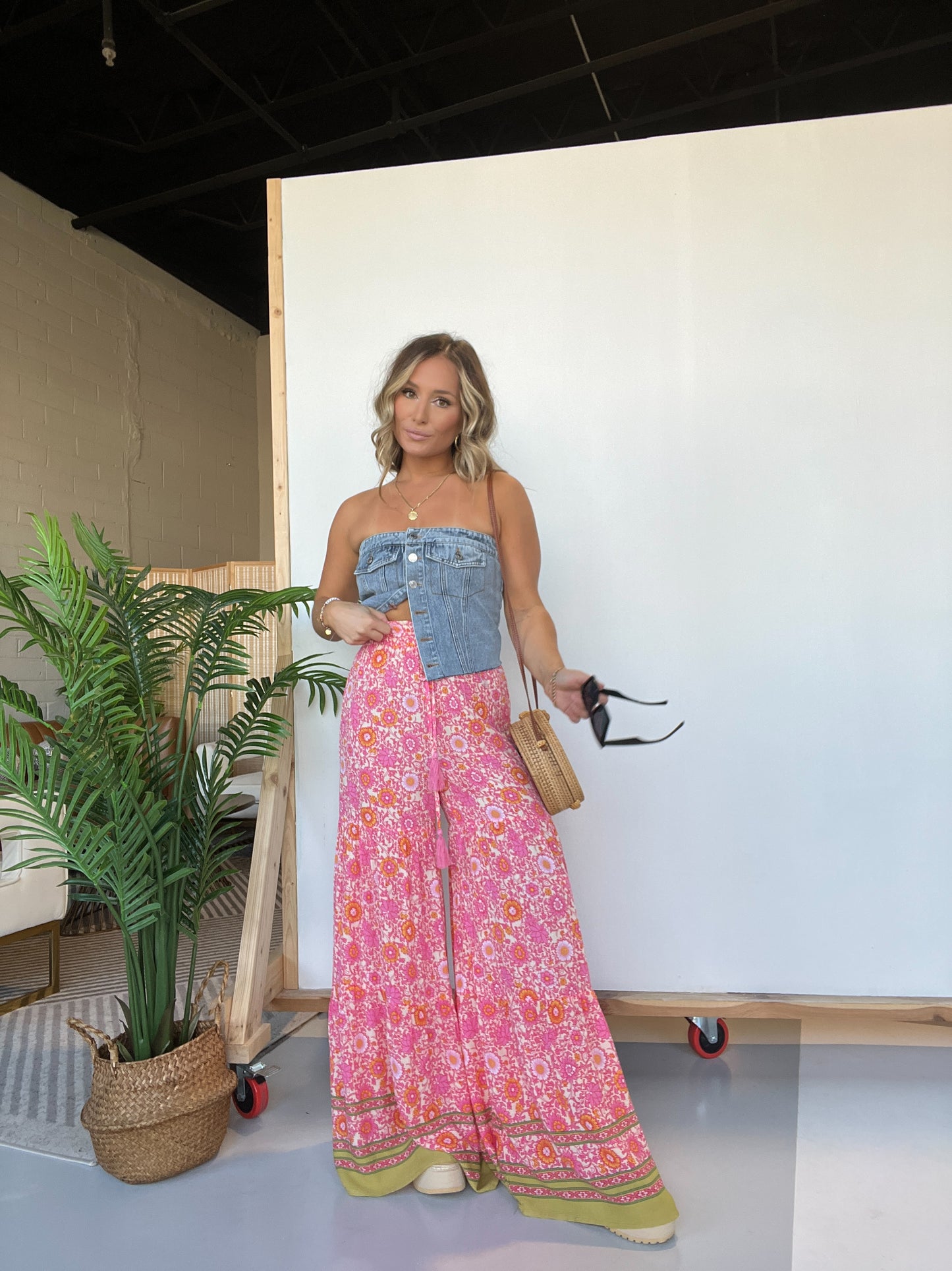 Pinkish Bloom Wide Leg Boho Pants