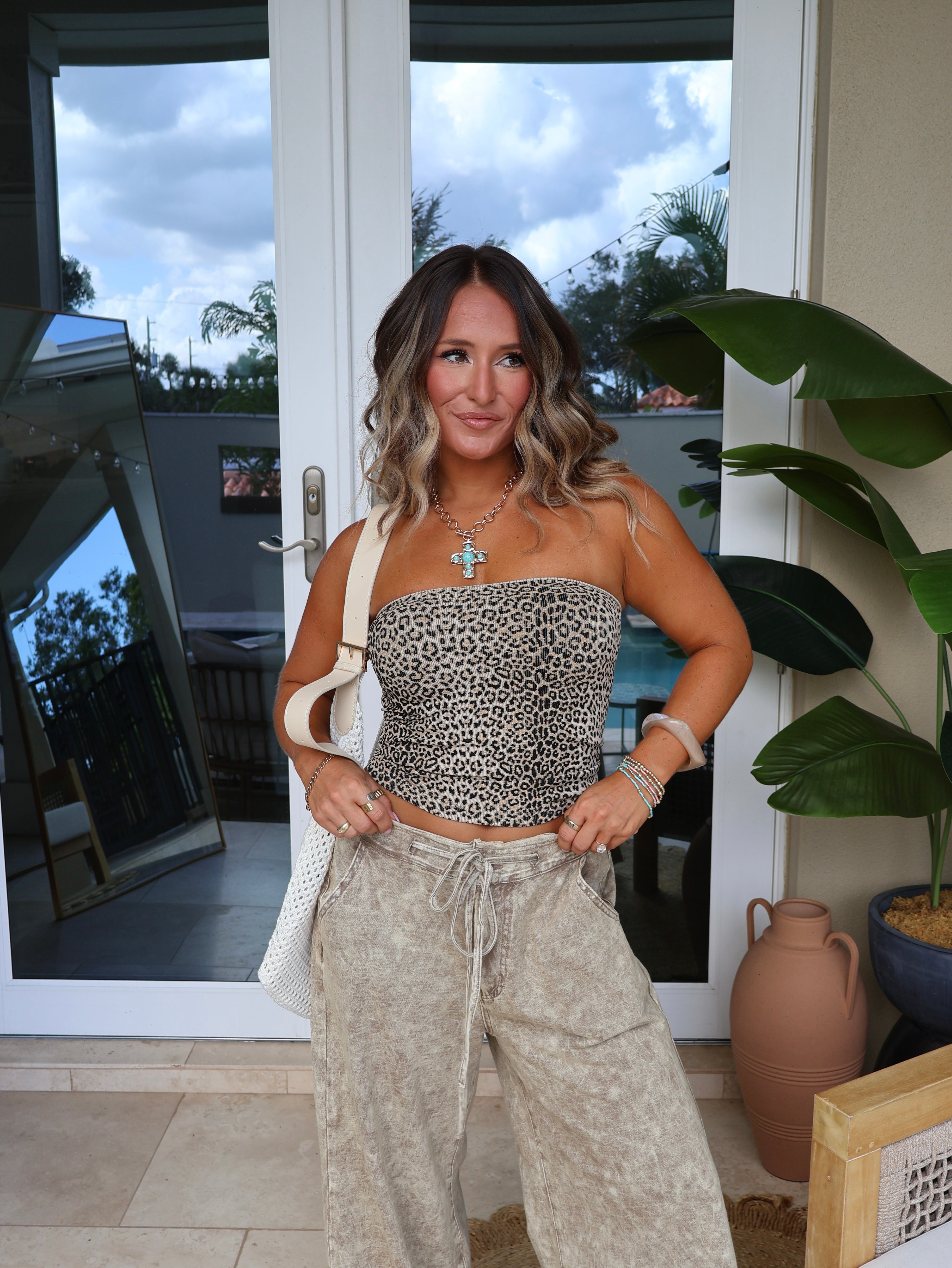 Heartthrob Tube Top Leopard Stone