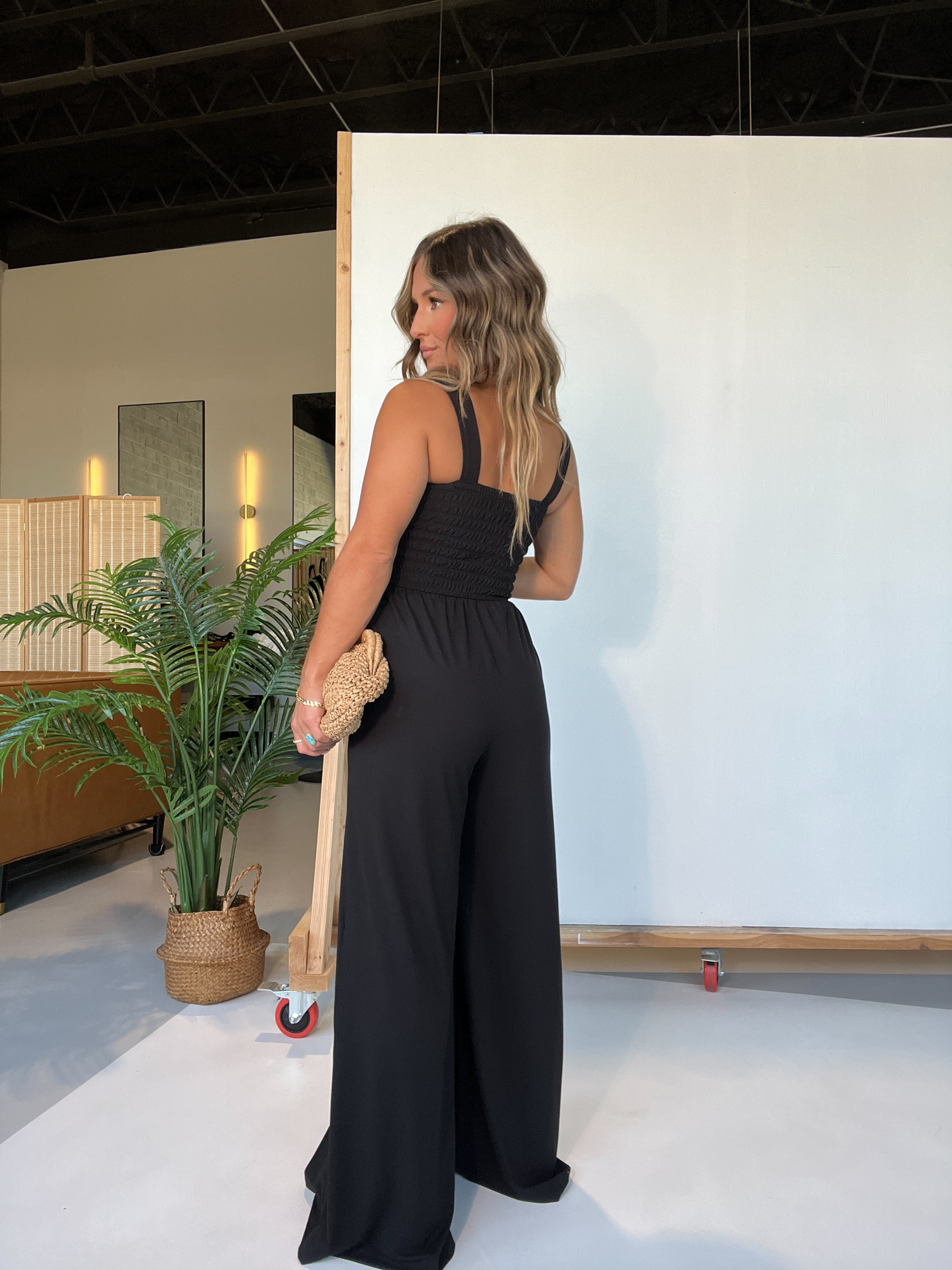 Casual Cute Wide Leg Jumpsuit Black