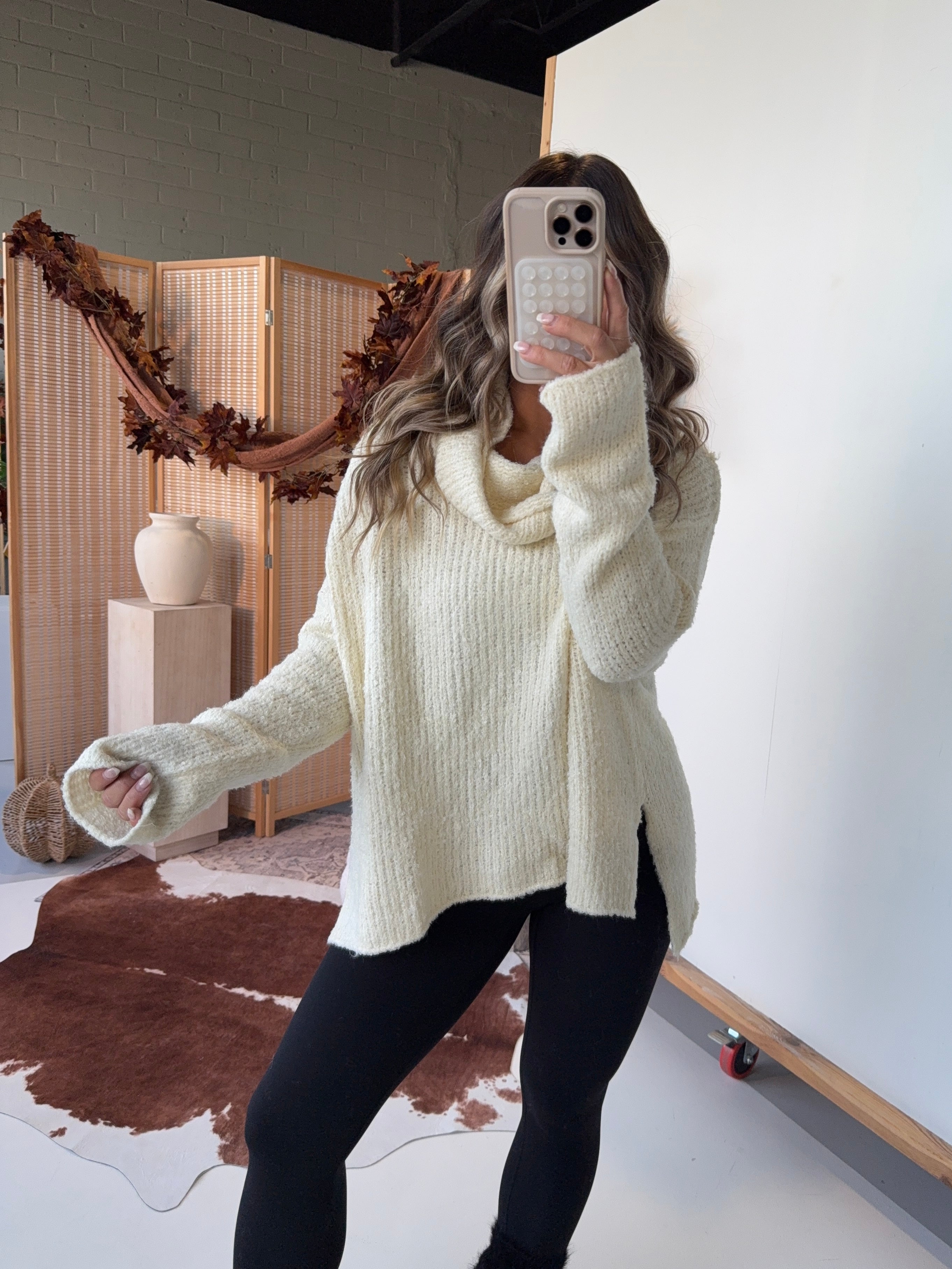 On the Go Cowl Neck Sweater Vanilla