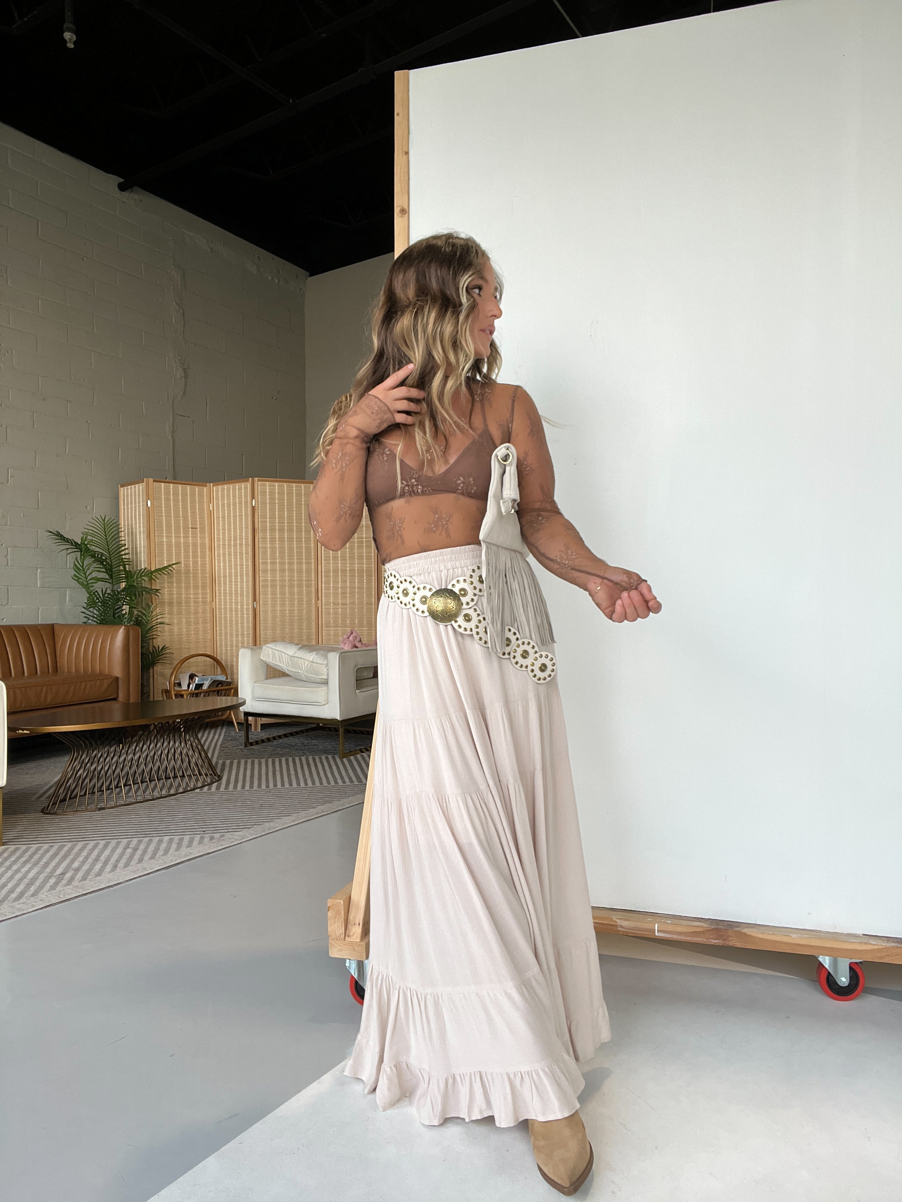 October Winds Maxi Skirt Natural