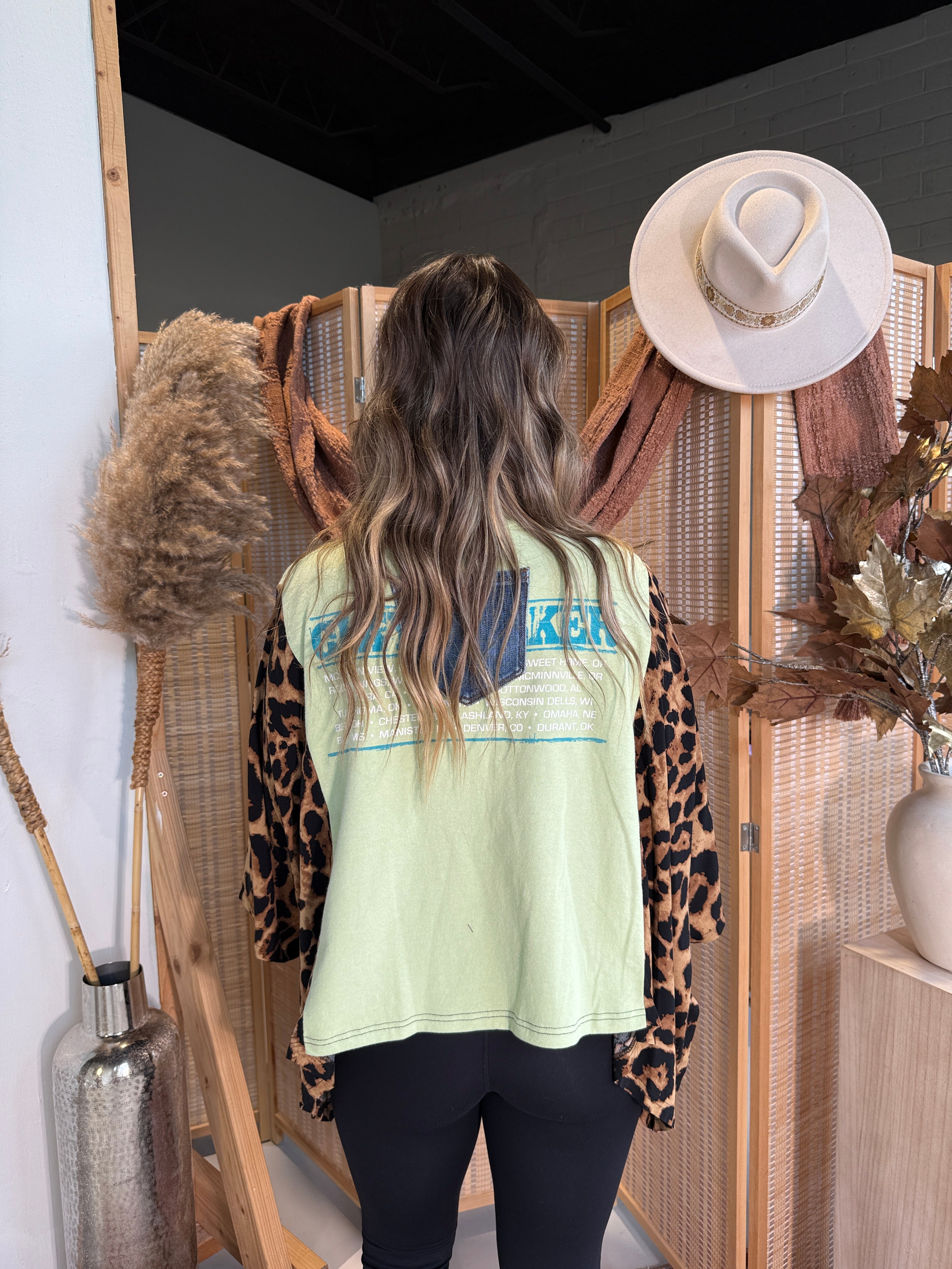 Clay Walker Mix & Match Tee Green Cheetah