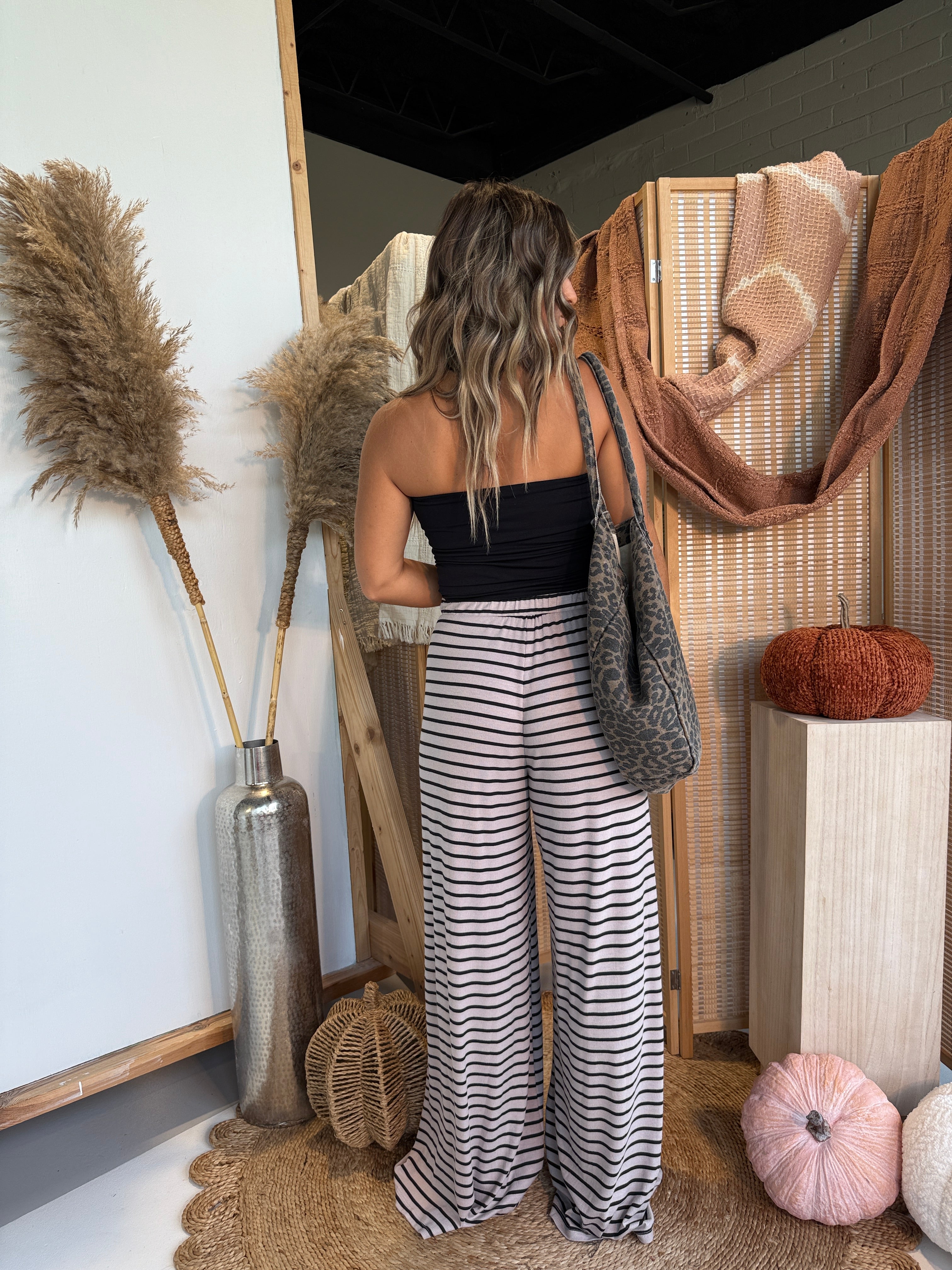 Hazelnut Striped Lounge Pants Taupe/Black