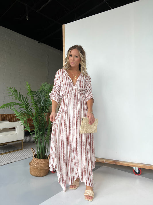 All I Need Printed Maxi Dress Ivory Brown