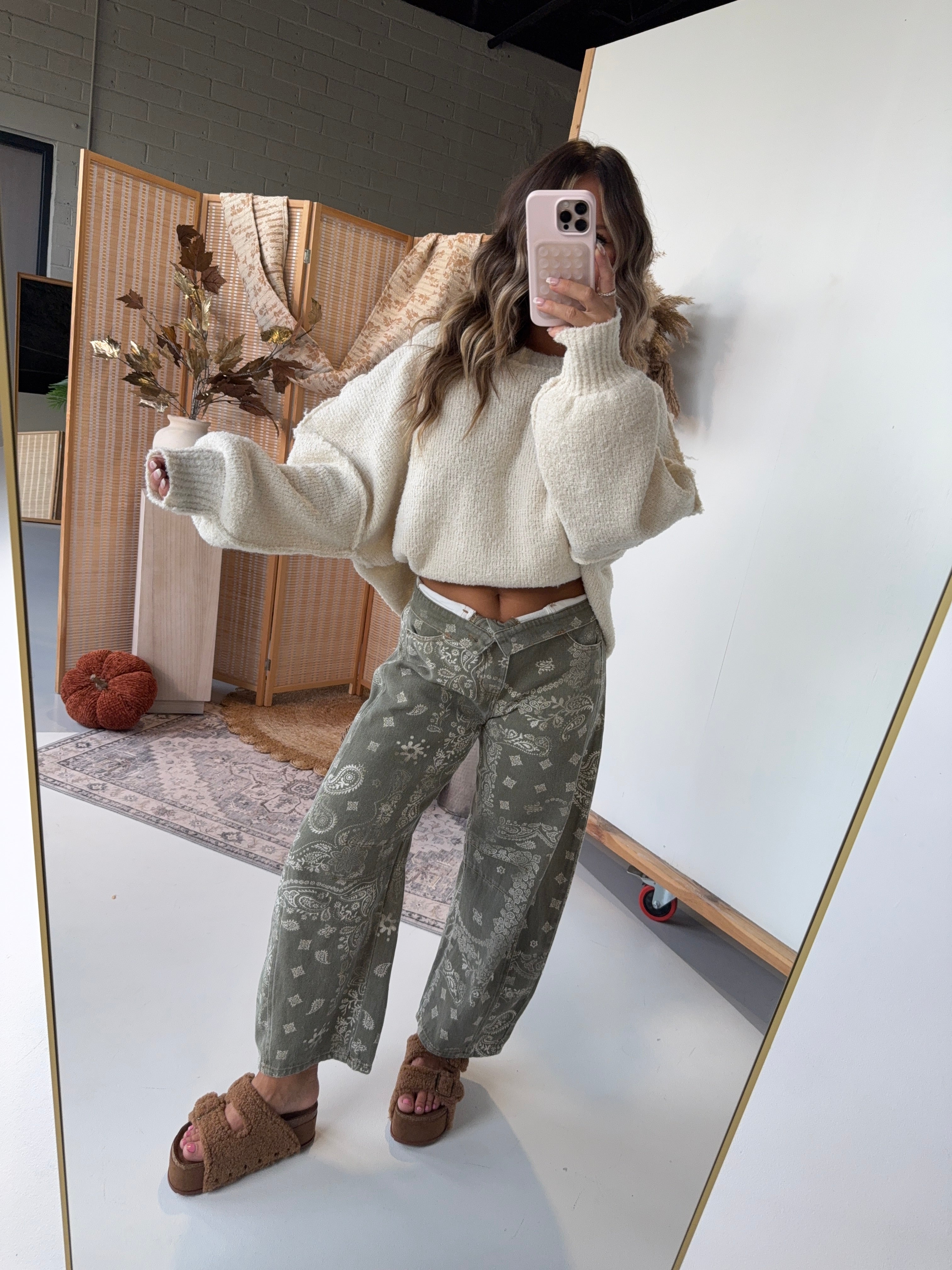 Moss Moonlight Barrel Jeans Paisley Army