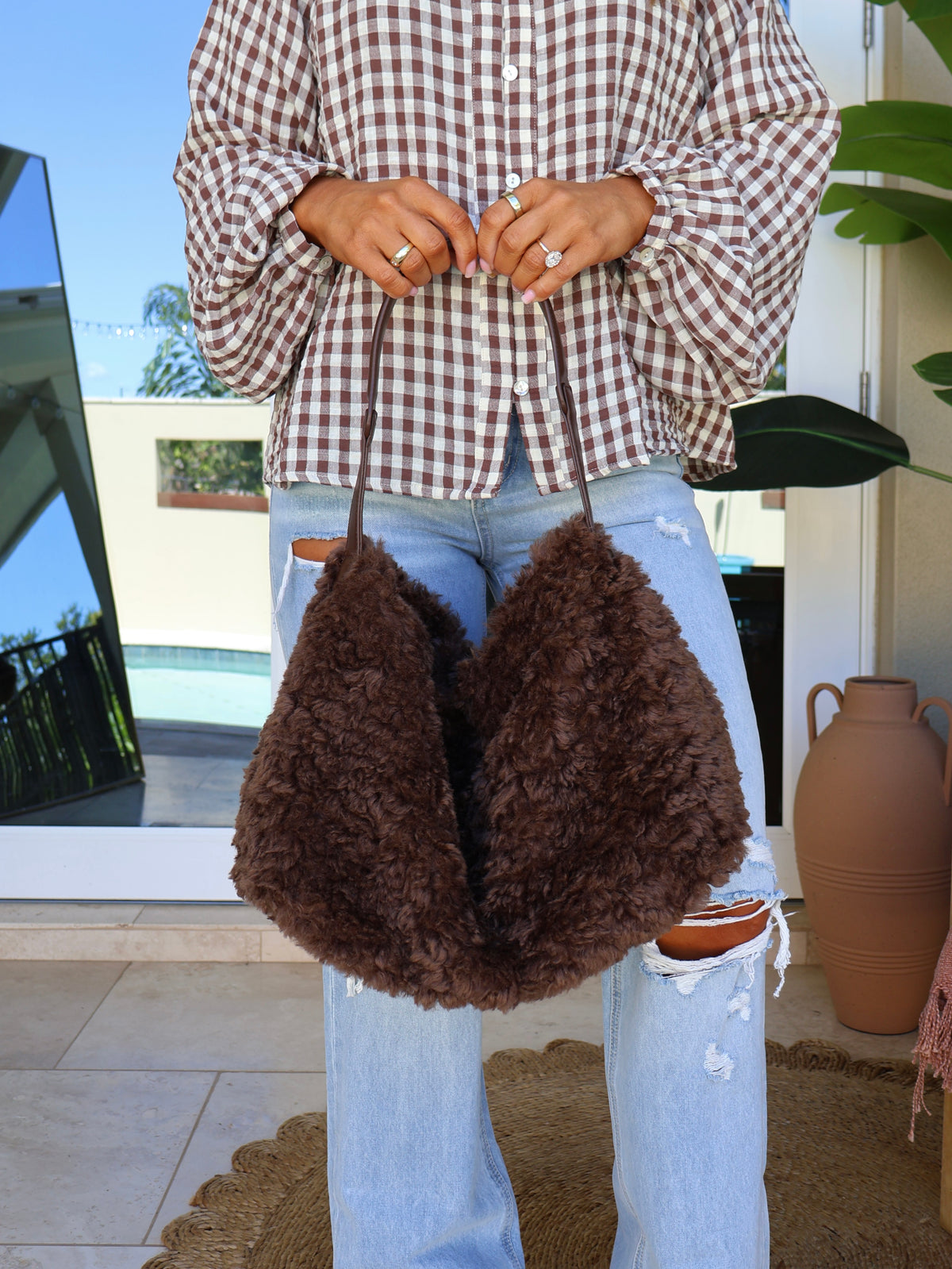 Coco Sherpa Shoulder Bag Chocolate