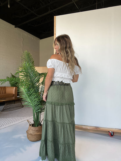 Make Waves Maxi Skirt Olive