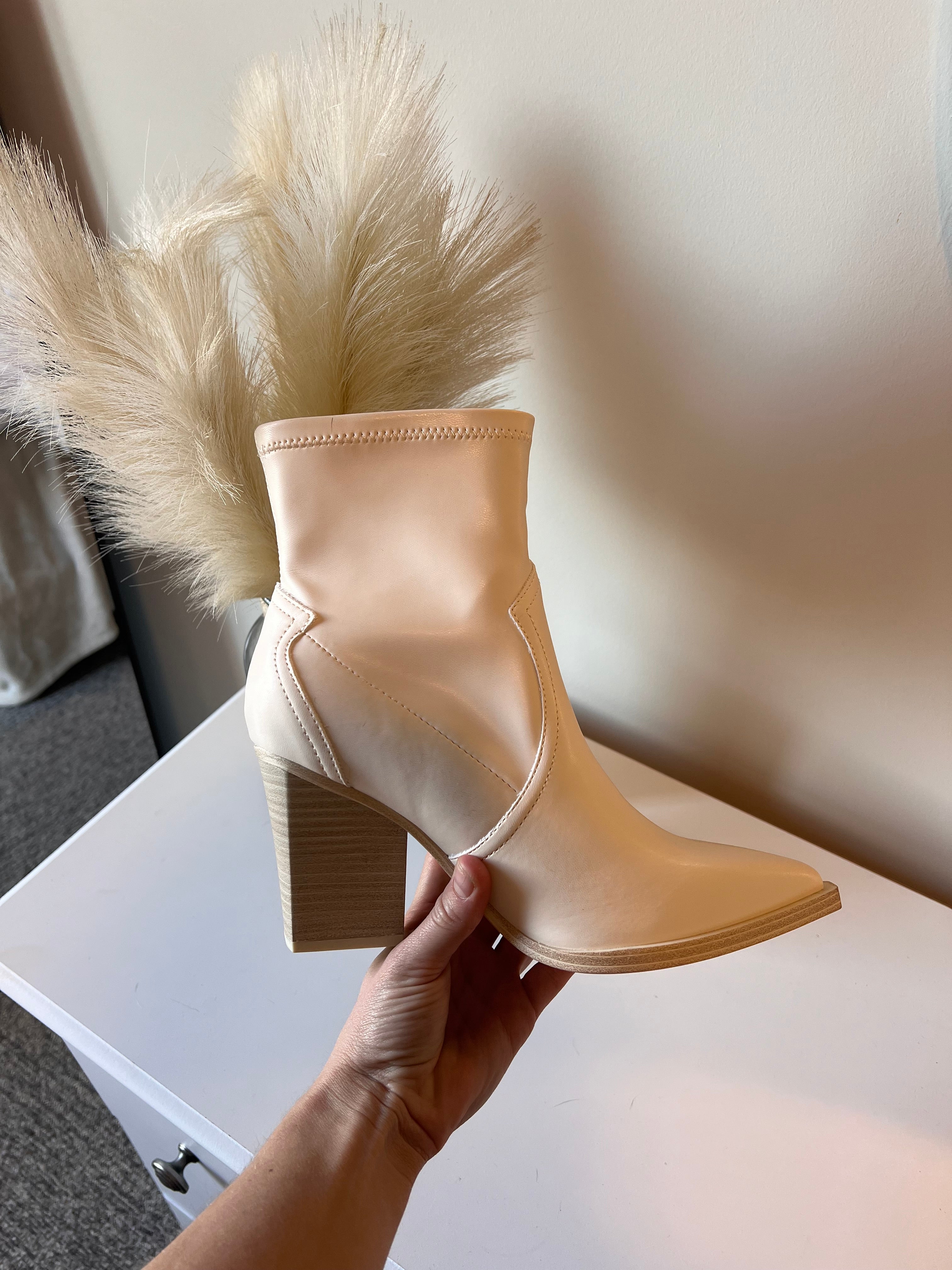 Rachell Cowboy Inspired Booties Bone