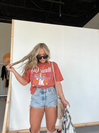 Music City Cropped Tee Rust