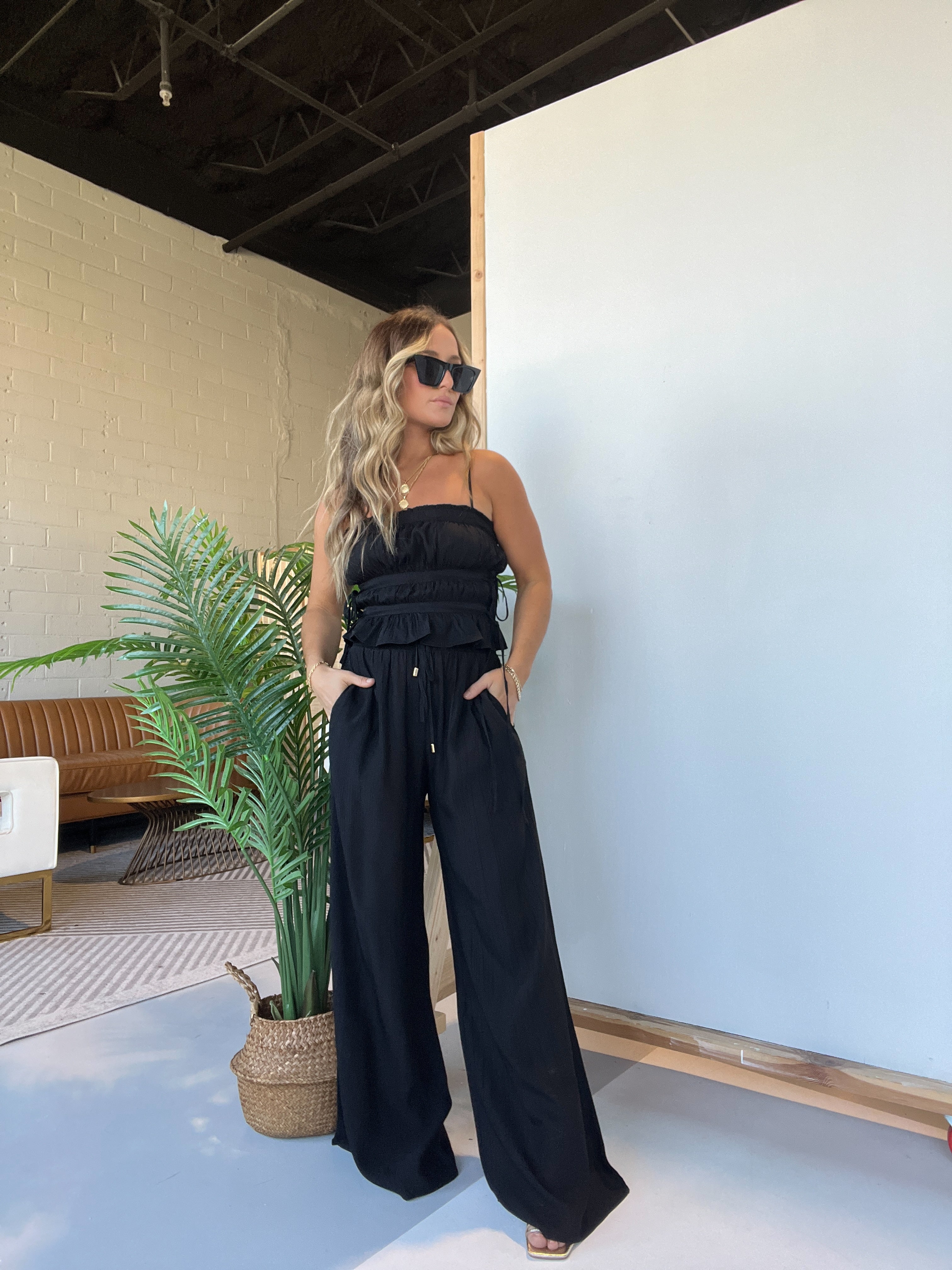 Easy Breezy Beach Top Black