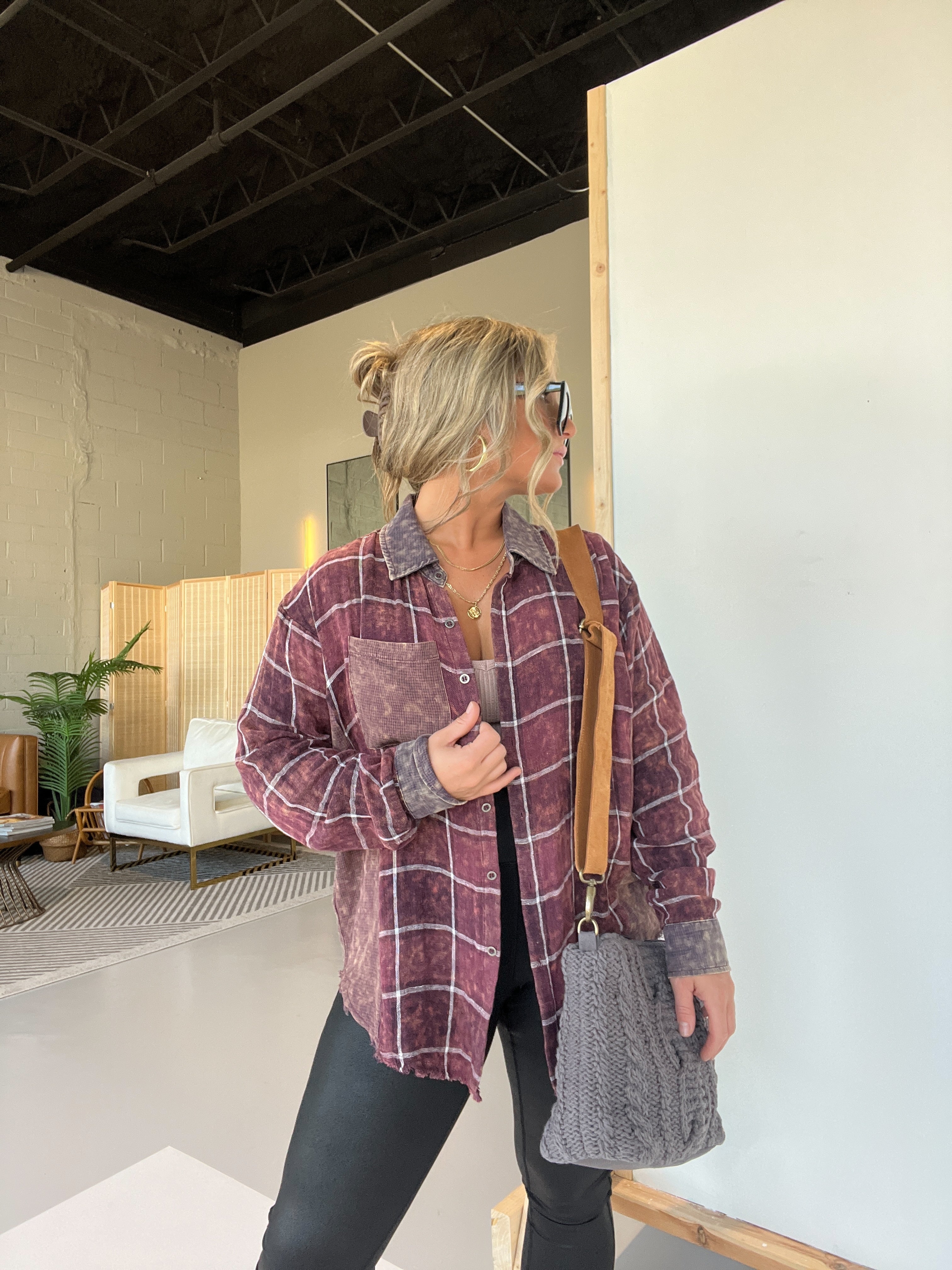 Cozy Up Cable Knit Crossbody Grey