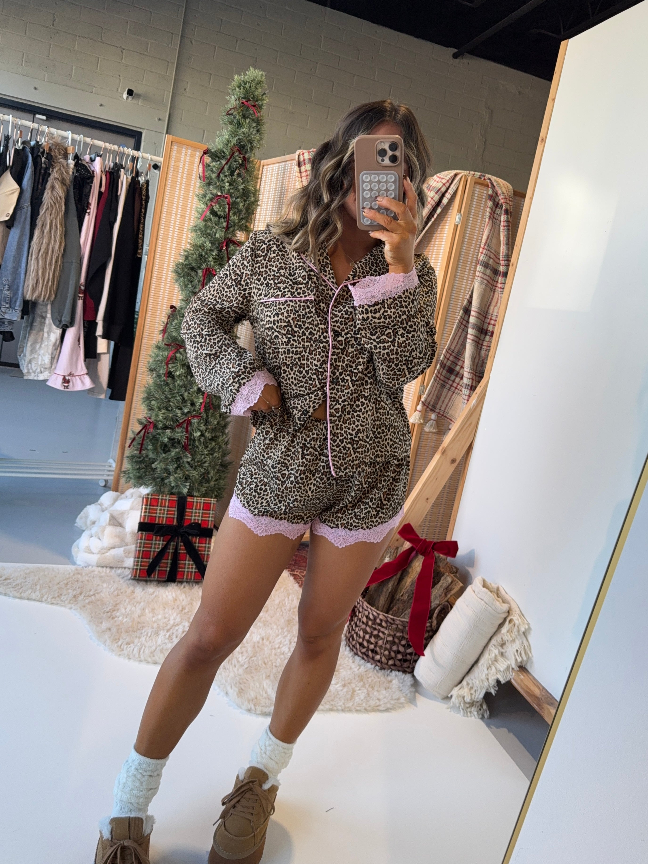 PJ Party Mini Shorts Set Leopard