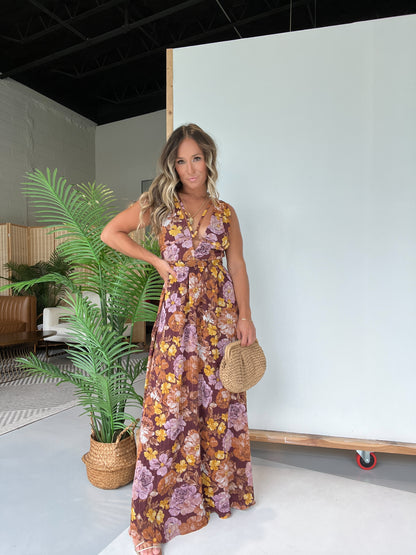 Within Fall Floral Maxi Dress Brown Multi