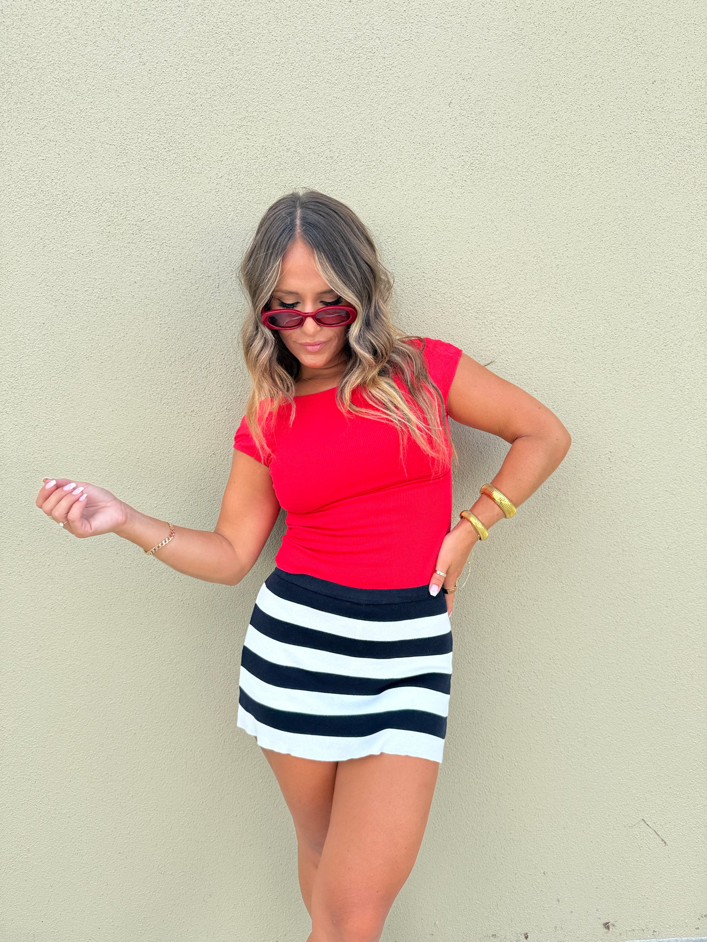 Liberty Striped Mini Skort Navy