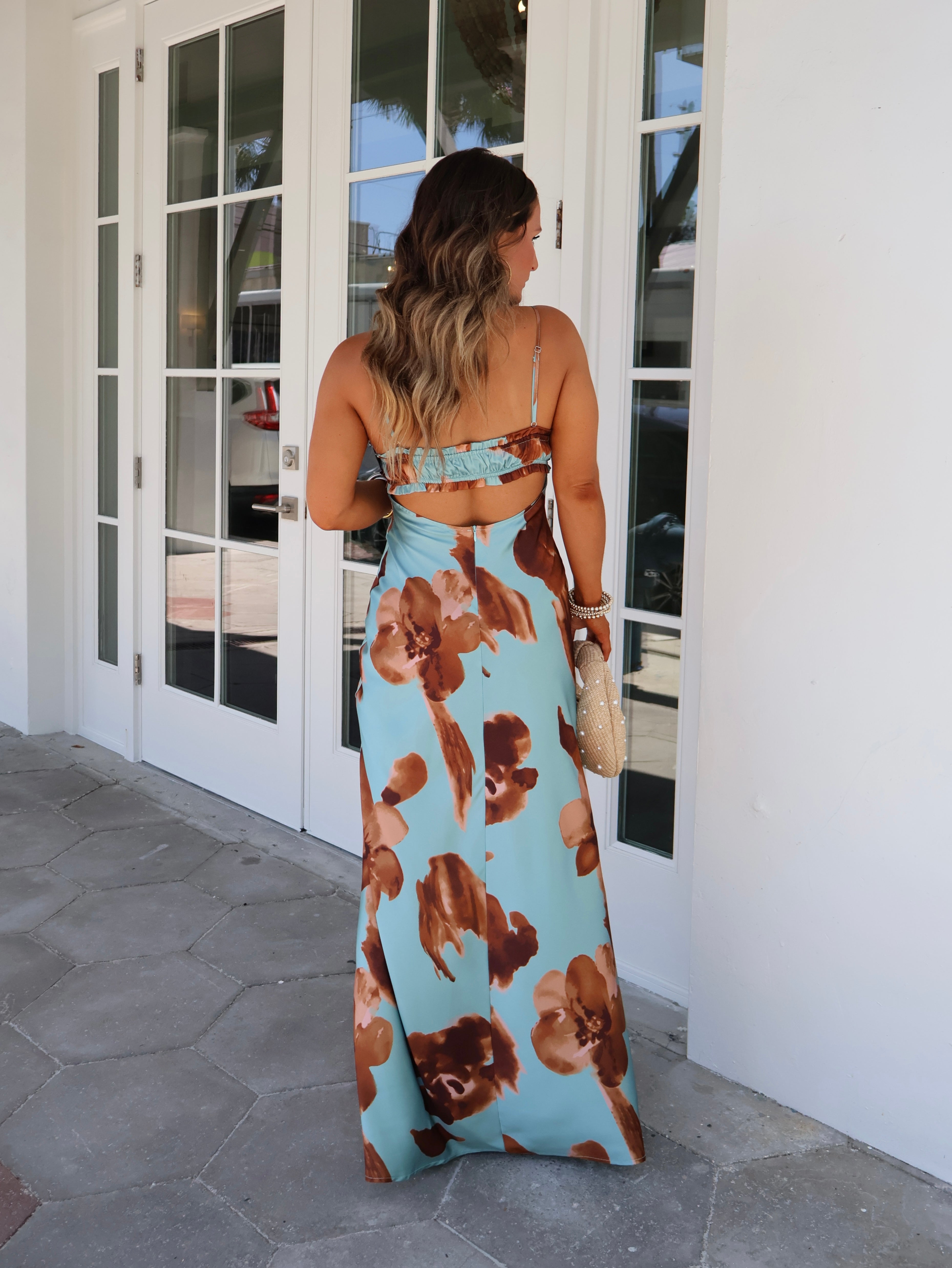 Sweet Serenade Maxi Dress Blue/Brown