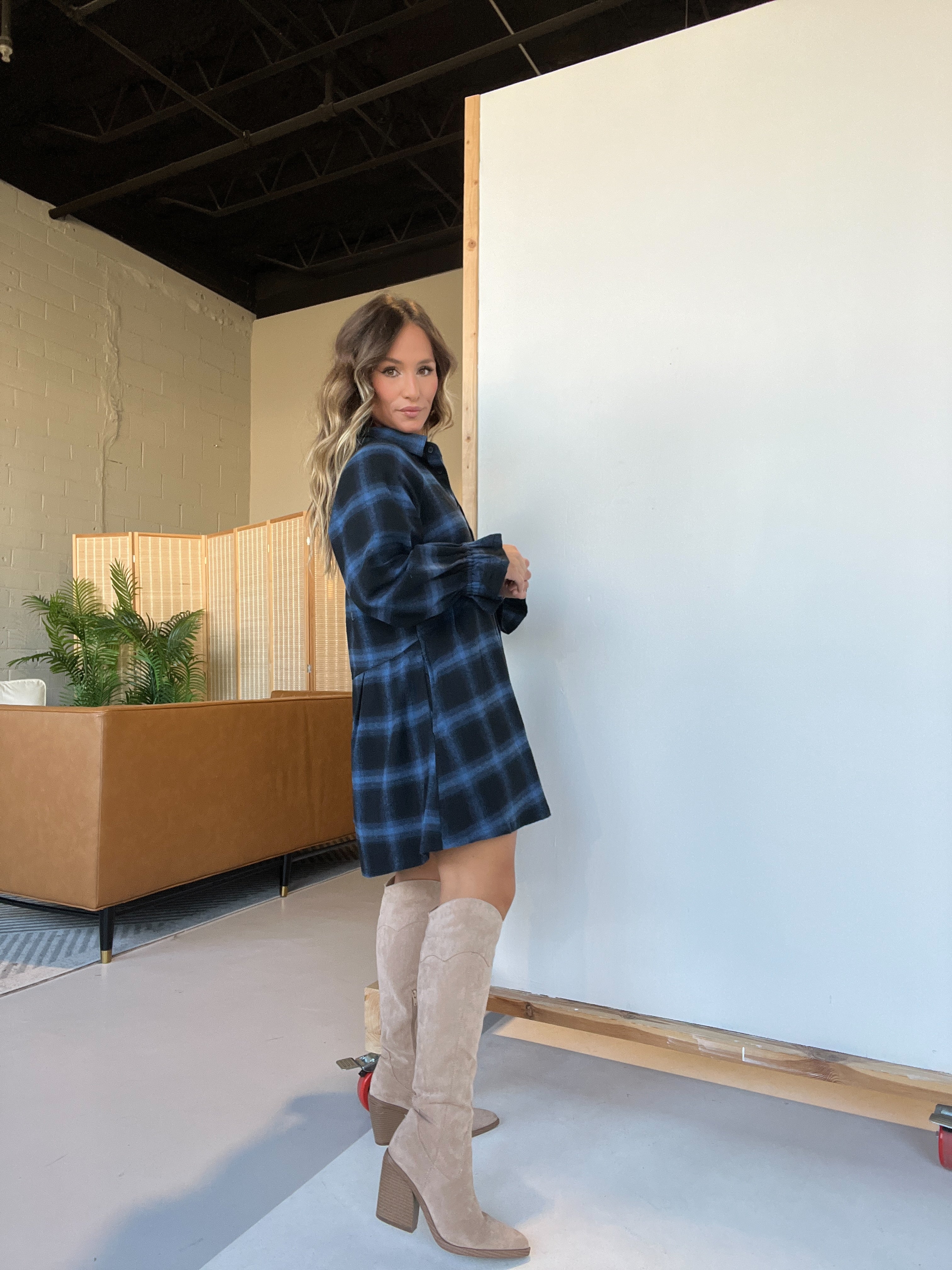 On This Side Of Town Plaid Dress Blue/Black
