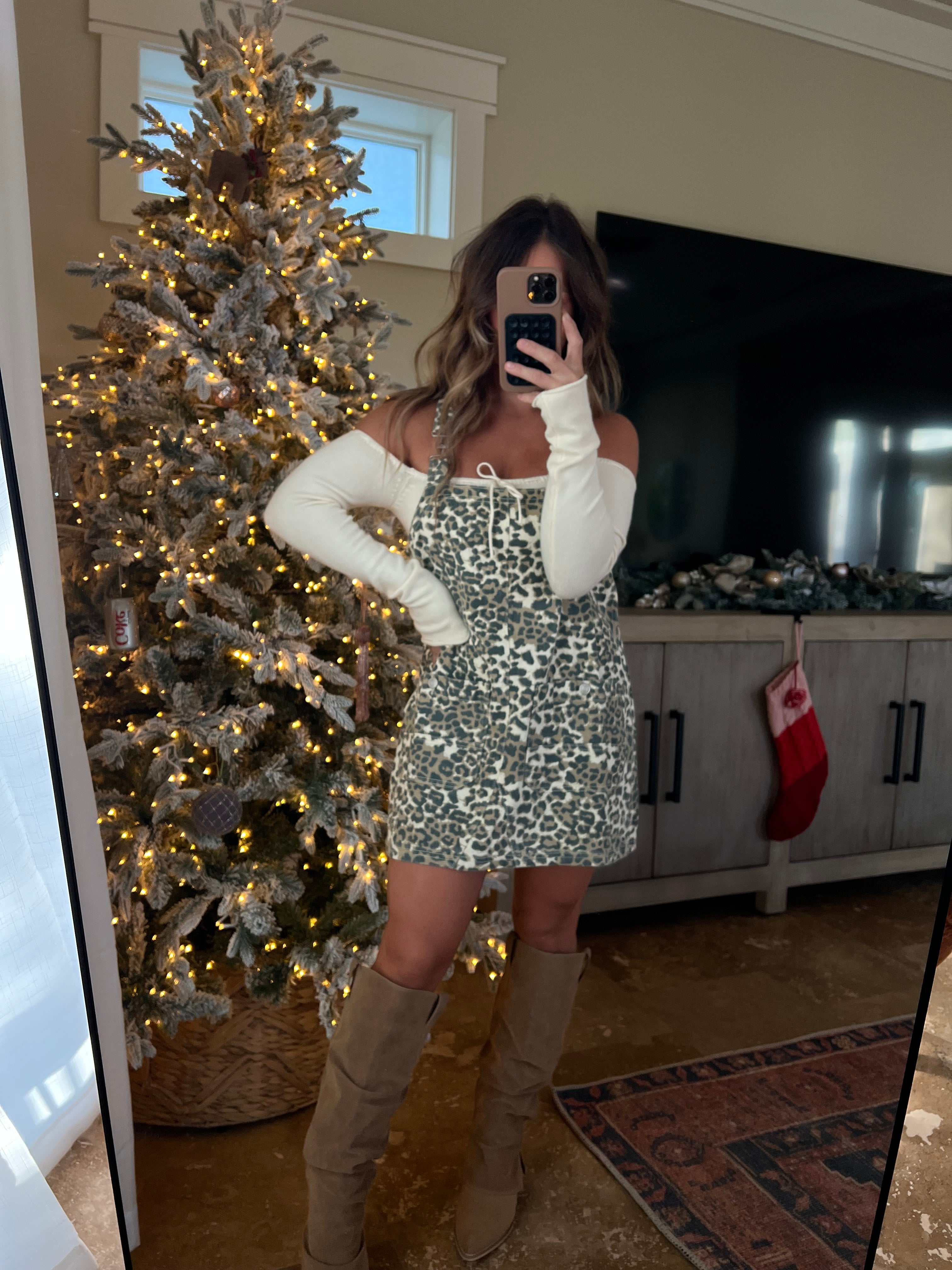 Brunch Babe Overall Mini Dress Leopard