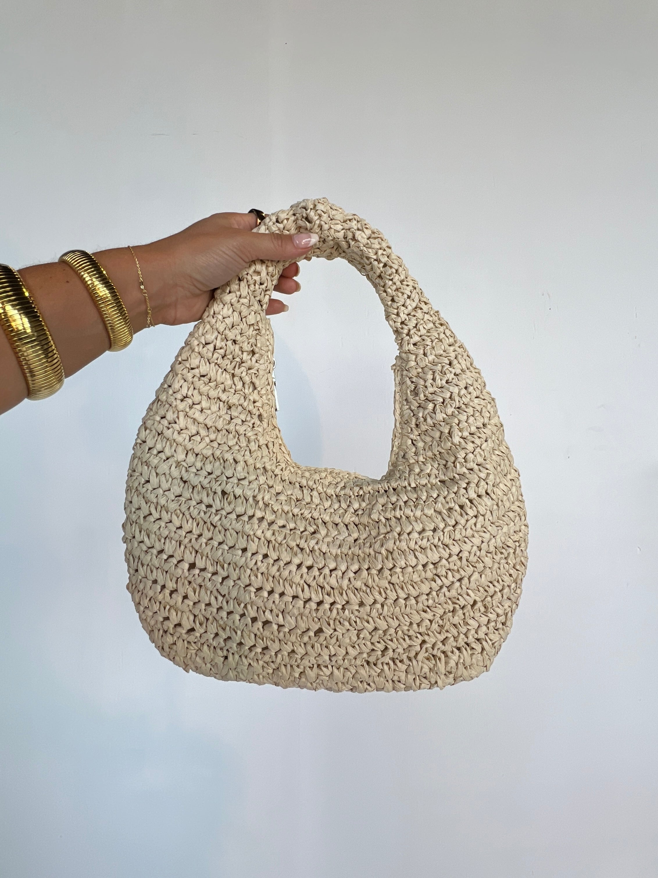 Reyna Straw Shoulder Bag Cream