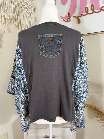 The Rolling Stones Mix & Match Tee Grey Blue Floral