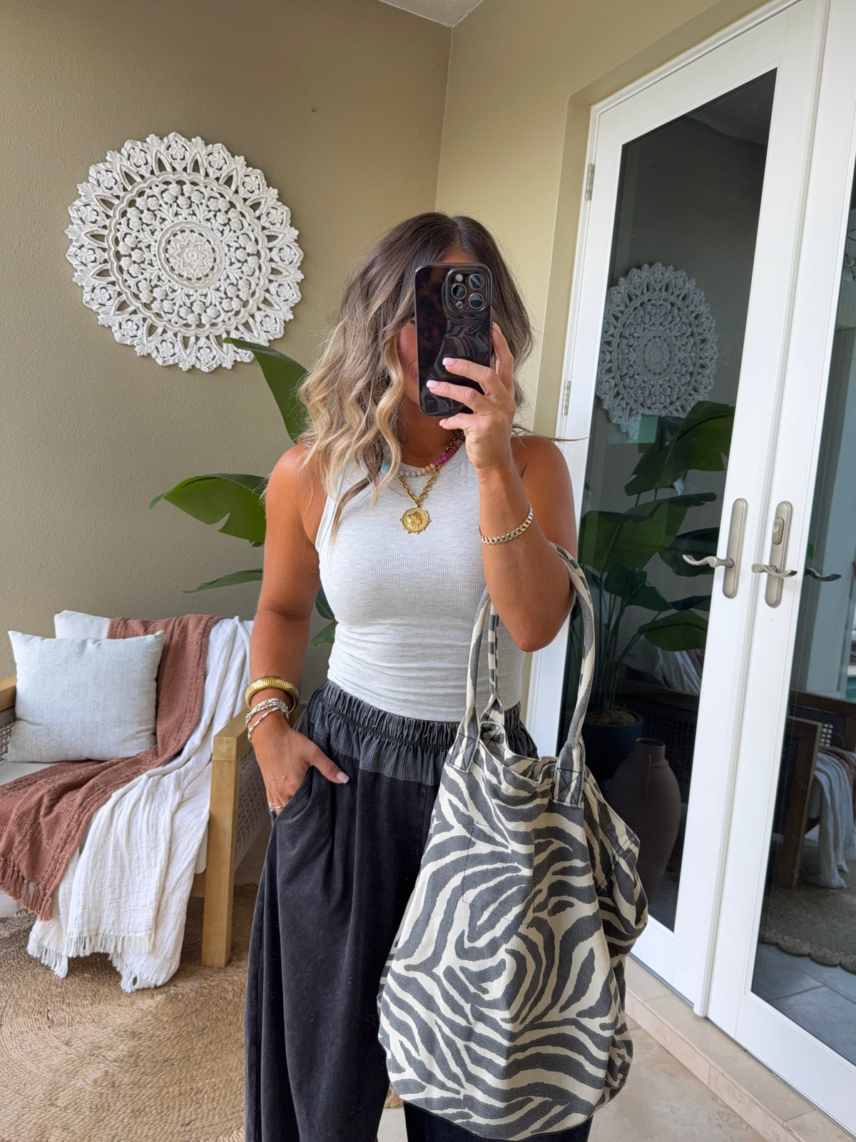 For the Moment Ribbed Tank Light Grey