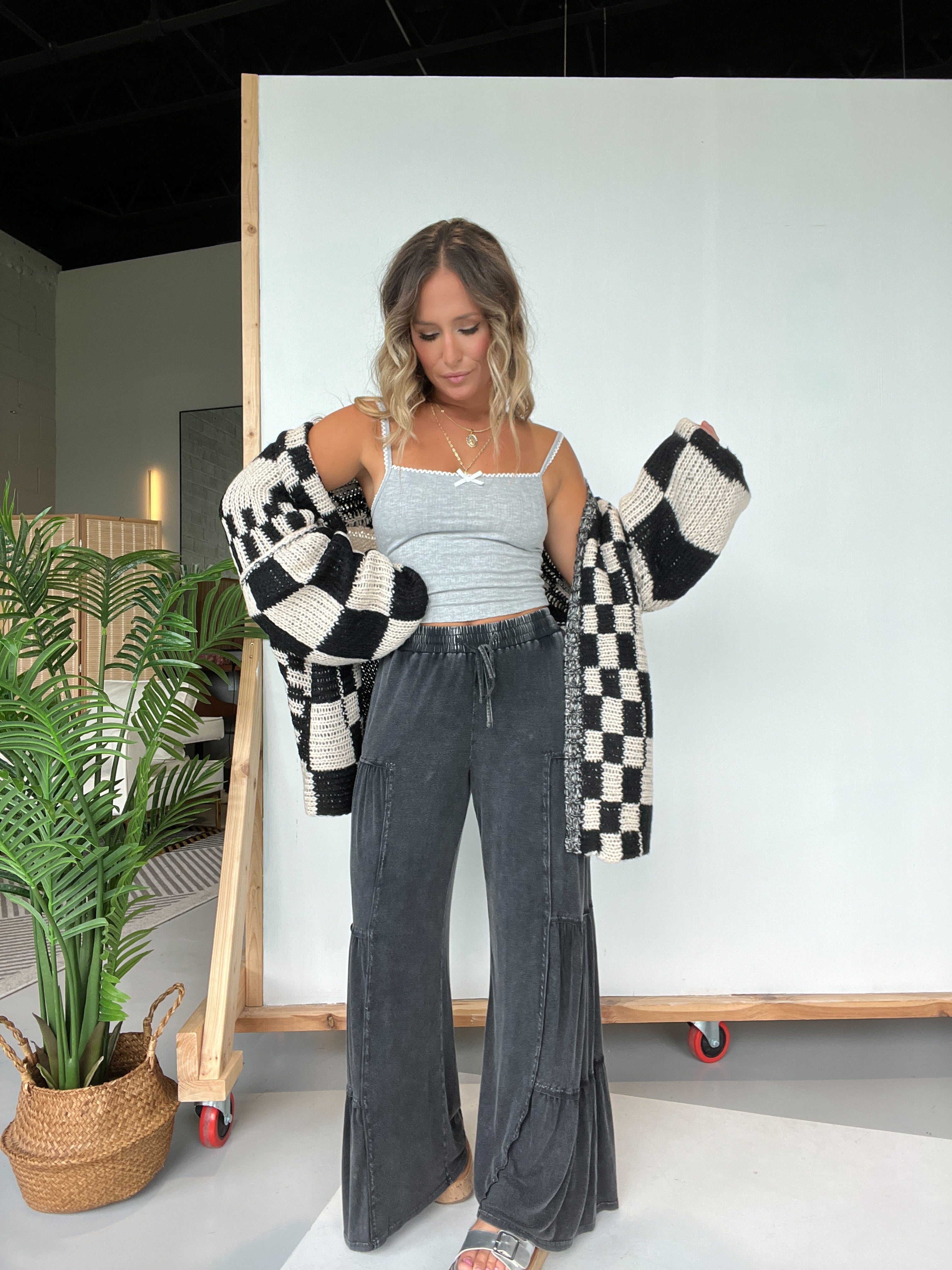 Gomez Tiered Lounge Pants Washed Black