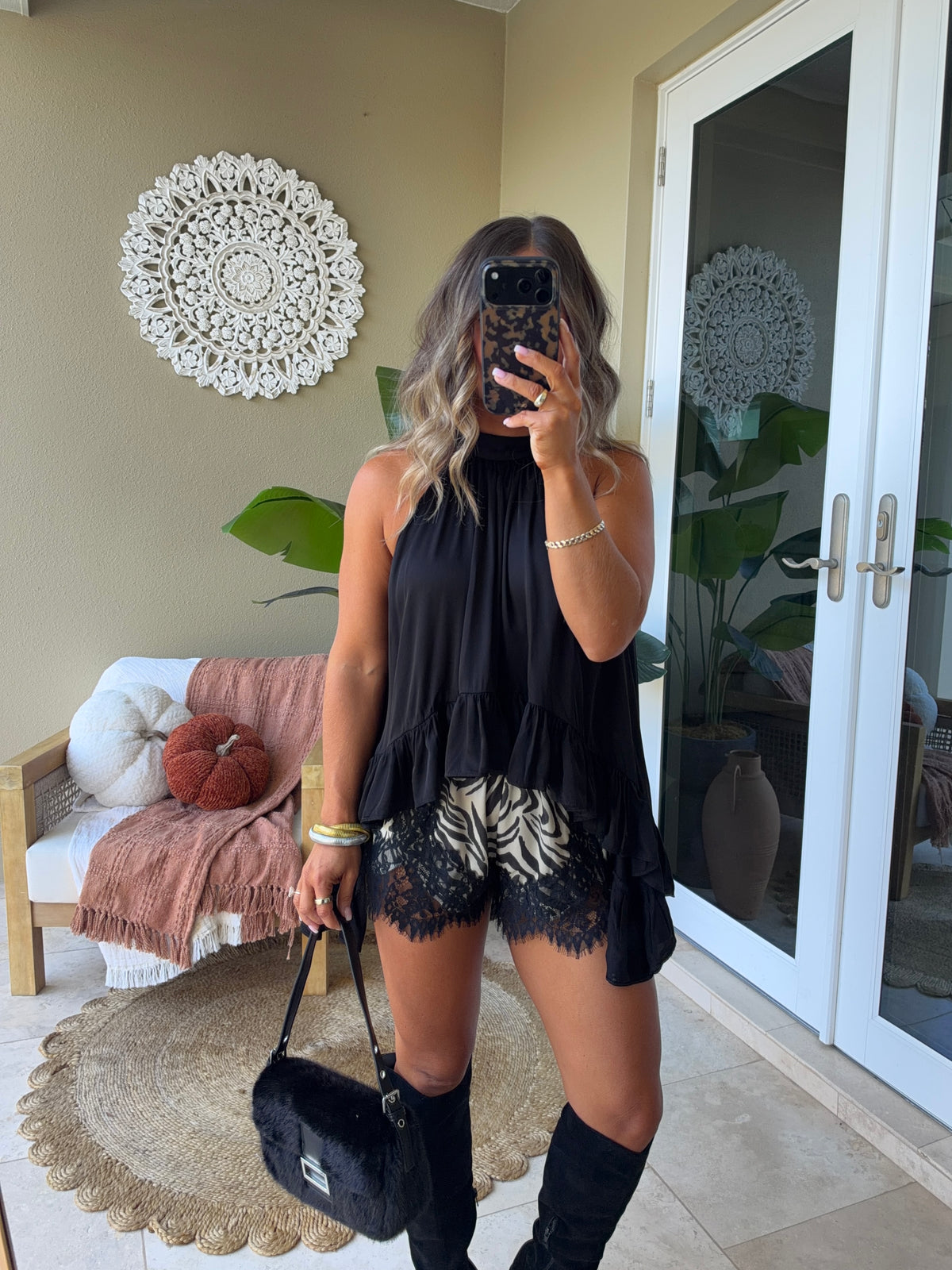 Vivienne Satin Halter Top Black
