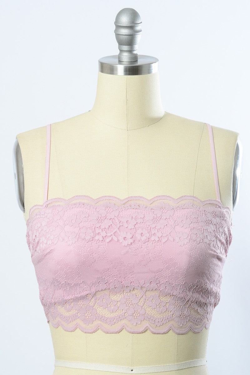 BLOCK PARTY LACE BANDEAU LIGHT PINK – Chic by Ally B