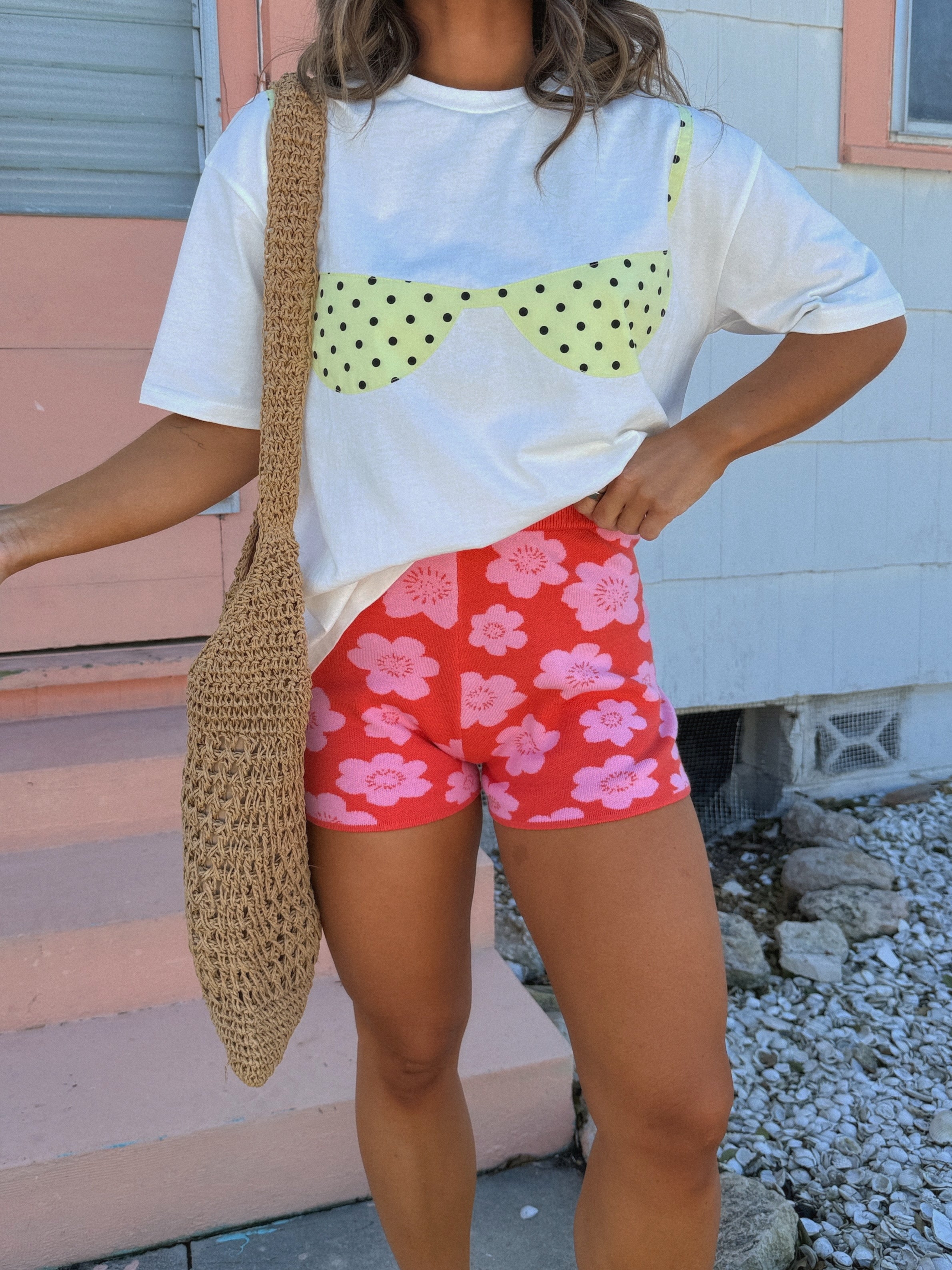 Beachin It Knit Shorts Orange/Pink
