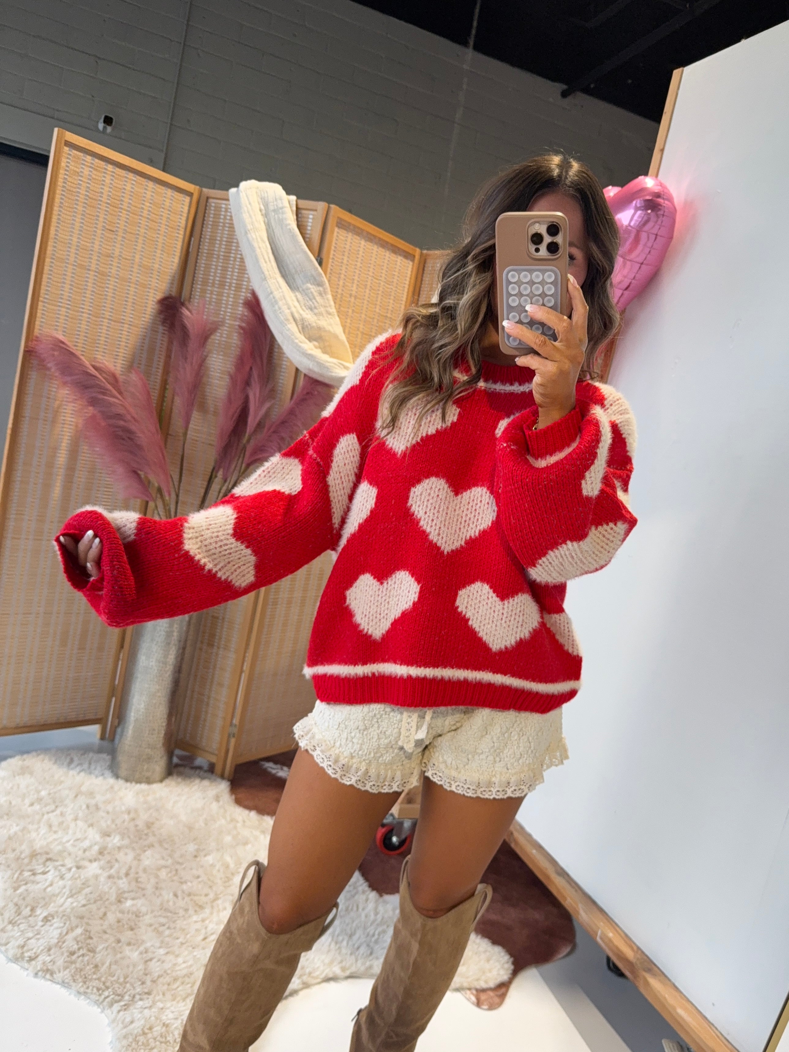 Cupid's Bow Knit Sweater Red