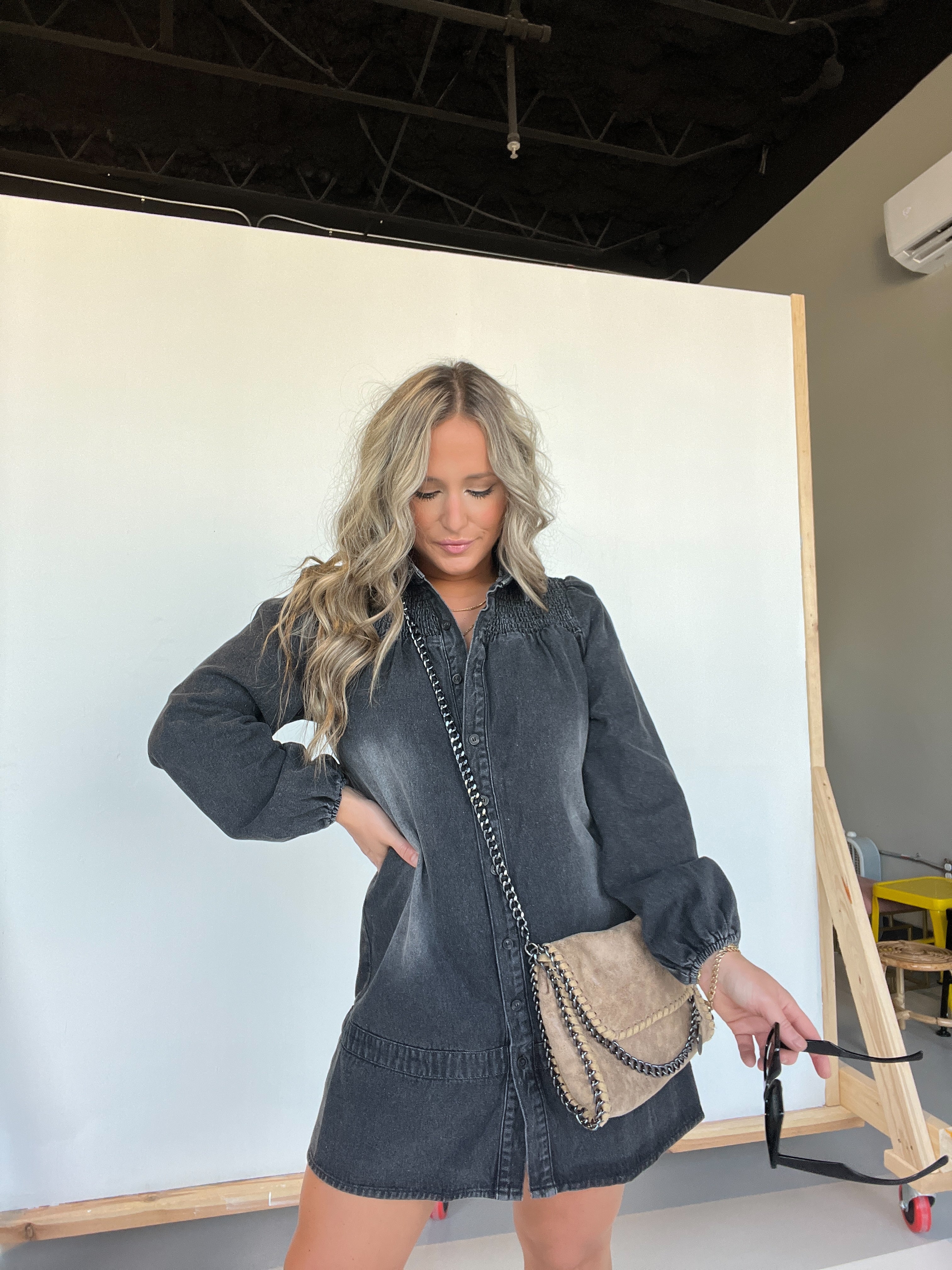 Cheyenne Denim Dress Washed Black