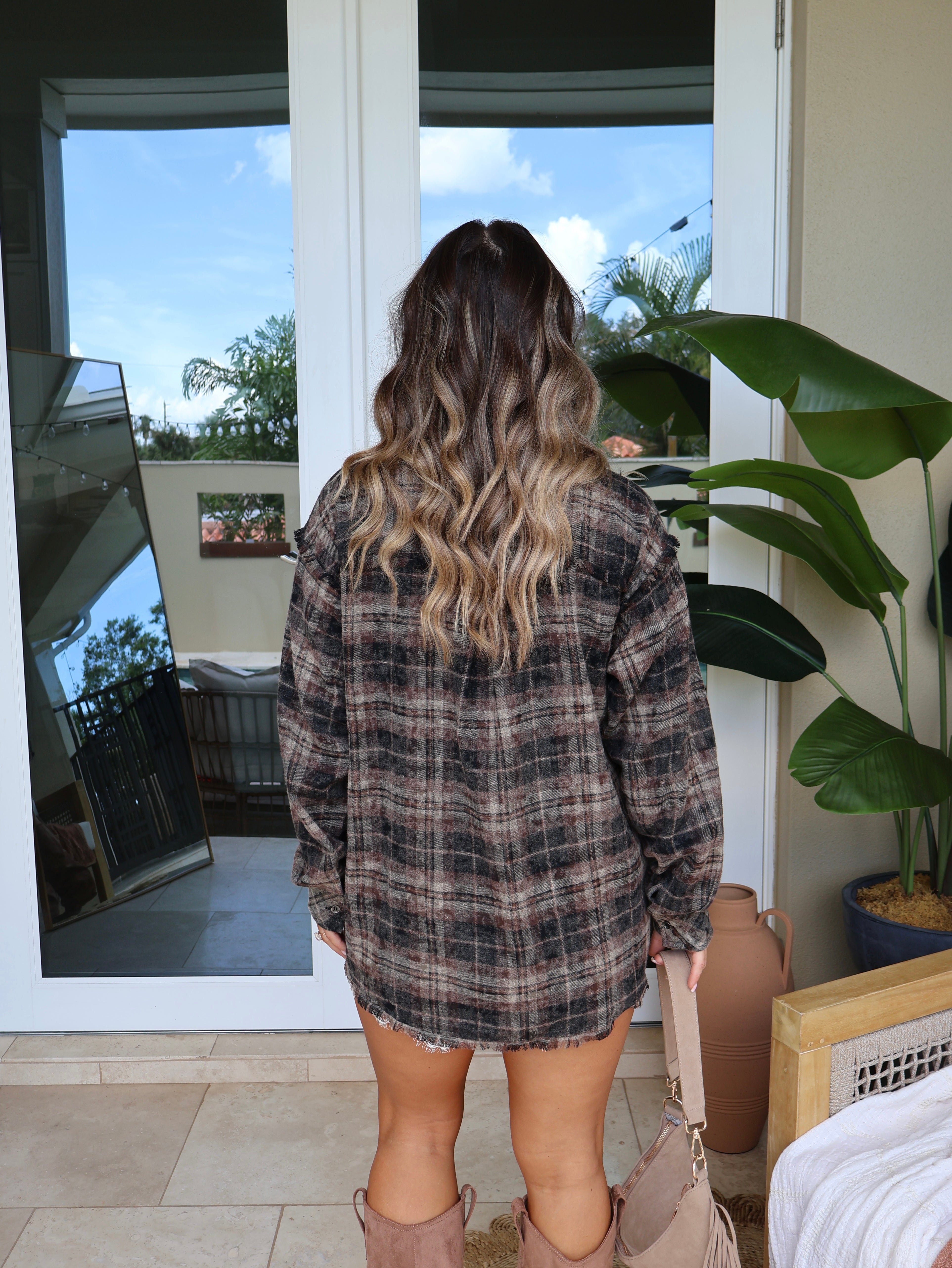 Crisp Mornings Plaid Button-Up Brown/Black