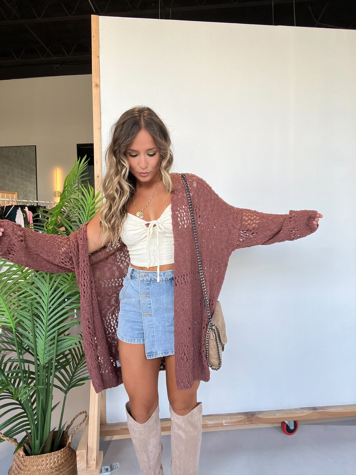 Autumn Breeze Oversized Knit Cardigan Rust