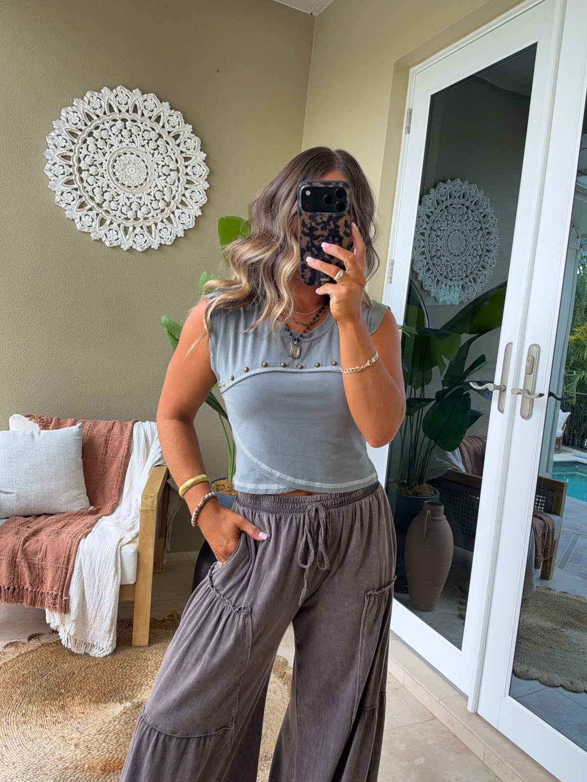 All Too Well Studded Top Mist