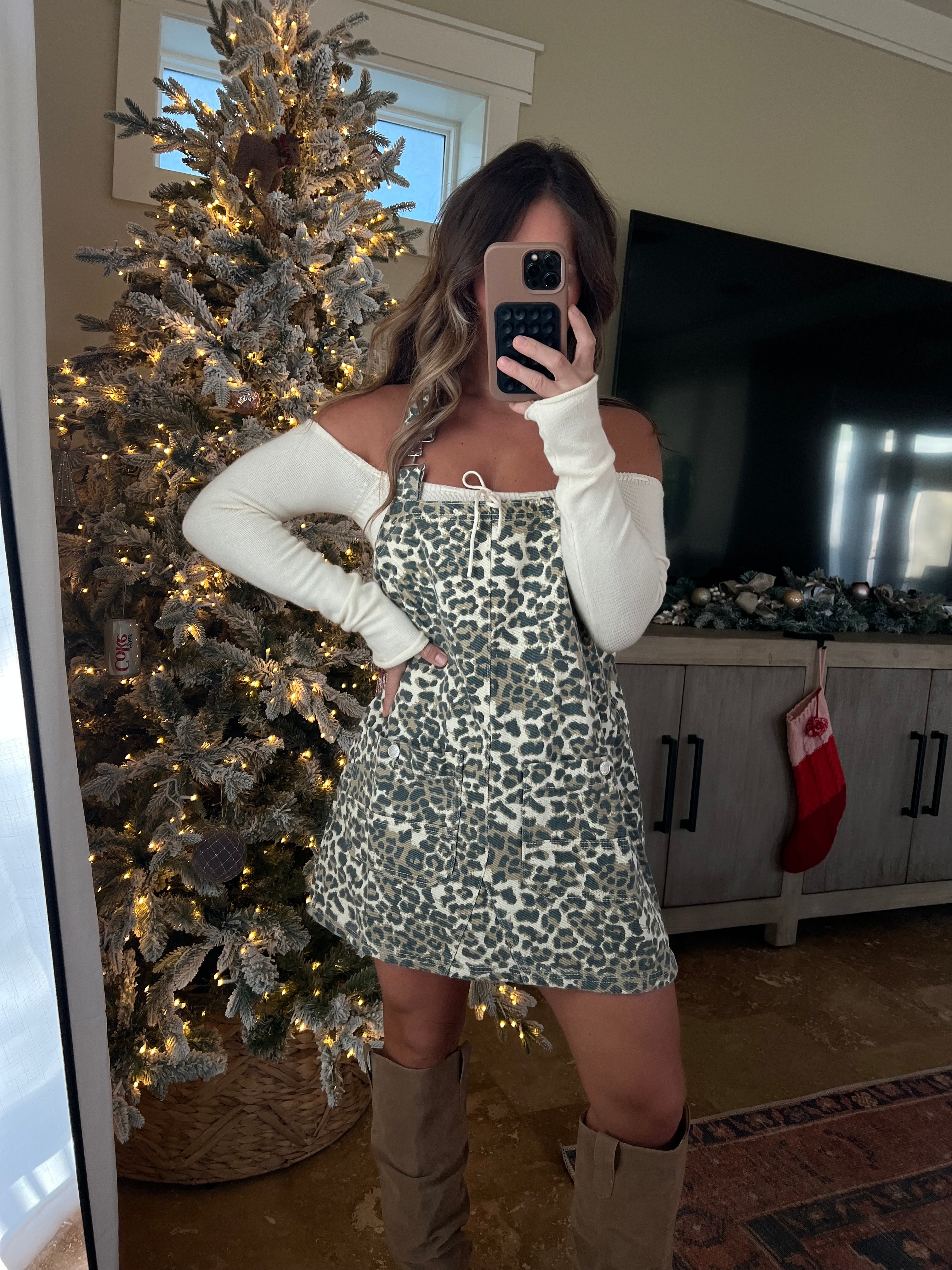 Brunch Babe Overall Mini Dress Leopard