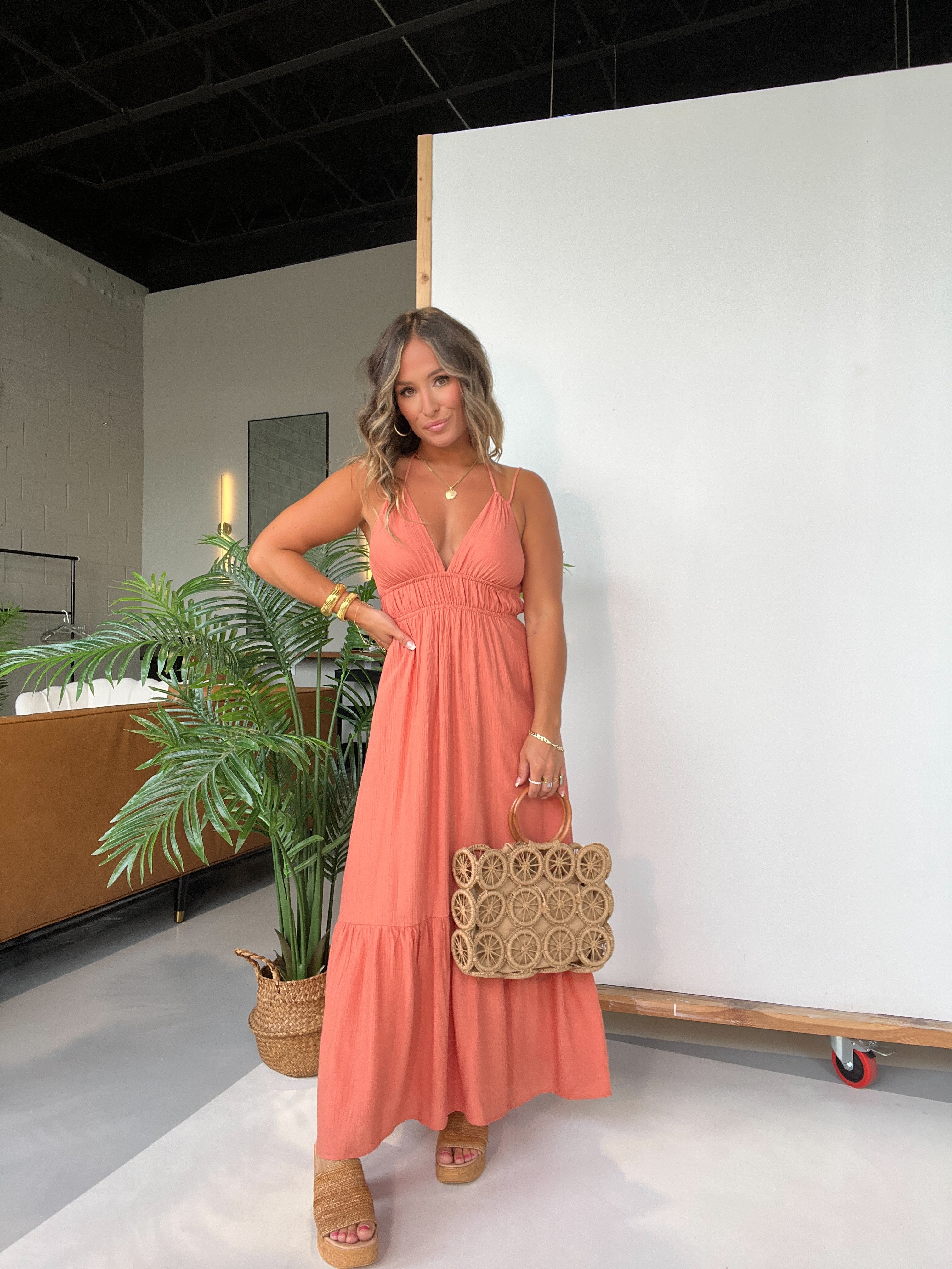 All I Wanted Halter Midi Dress Coral