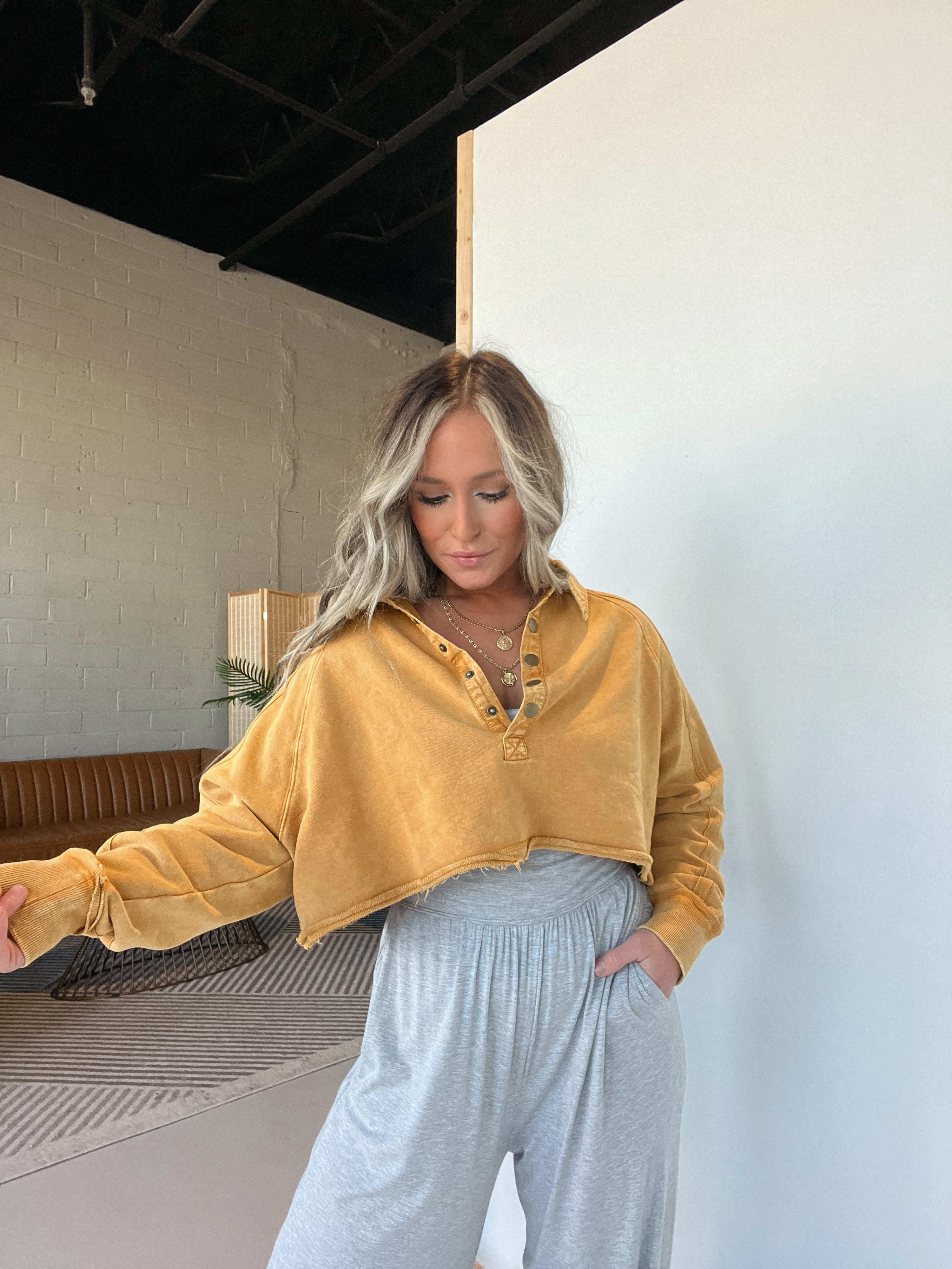 FP Dupe Cropped Sweatshirt Camel