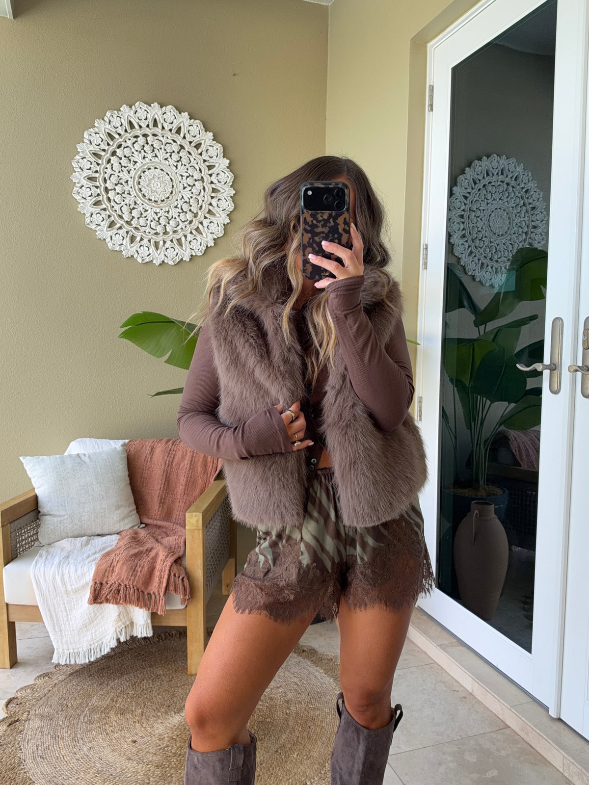 Summit Fur Vest Taupe