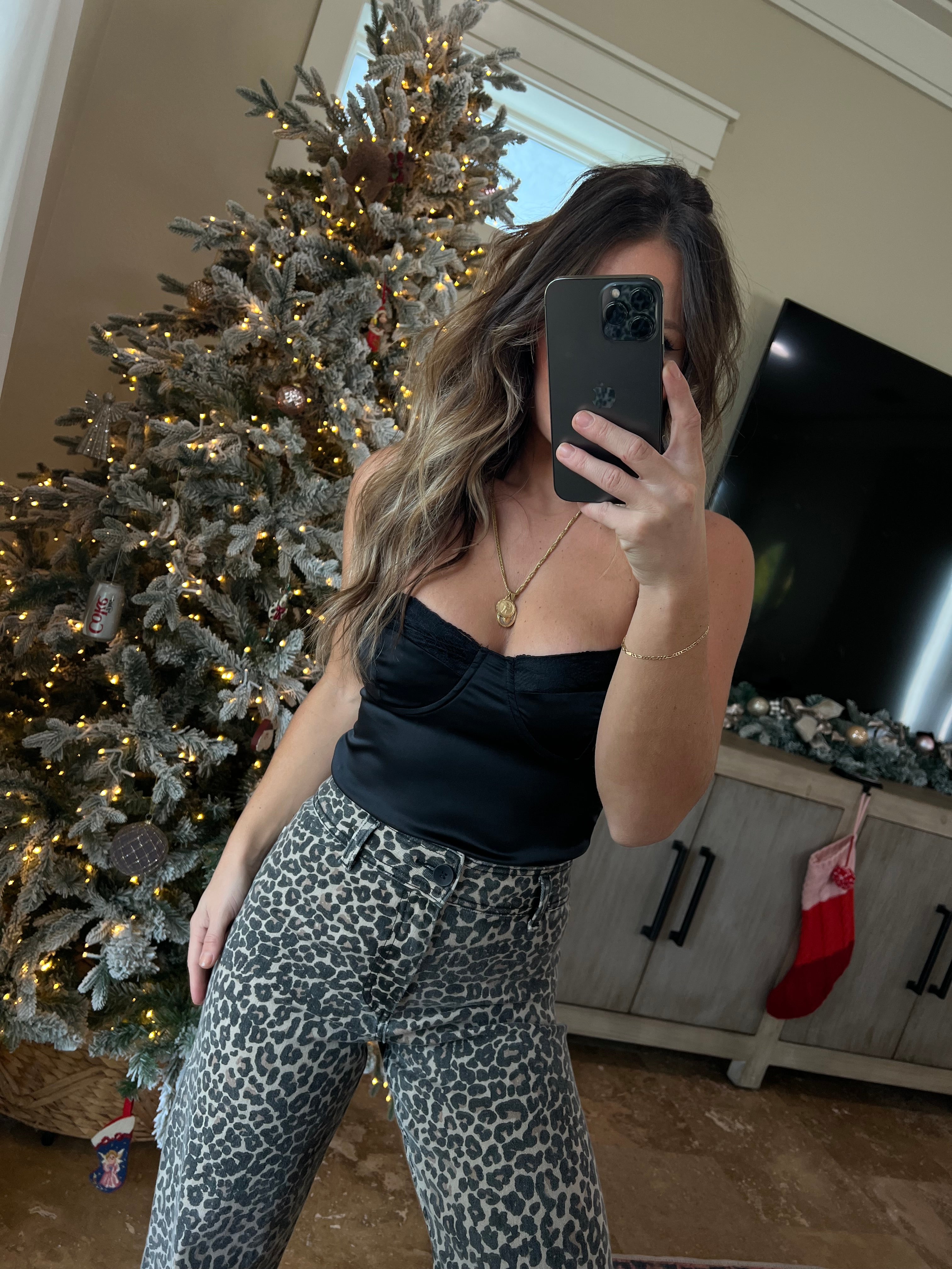 New Years Trip Satin Mini Top Black