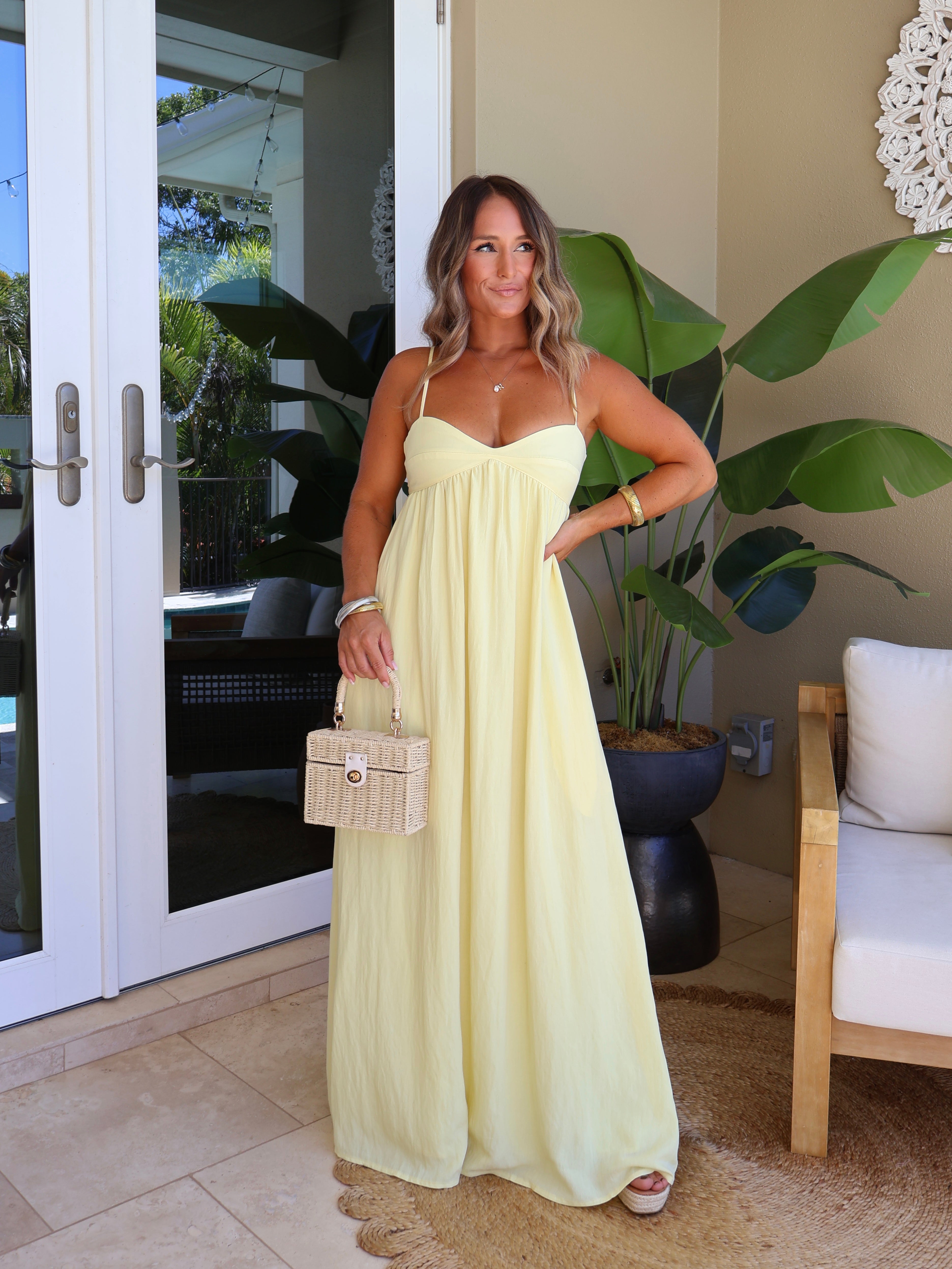 Gianna Empire Maxi Dress Lemon