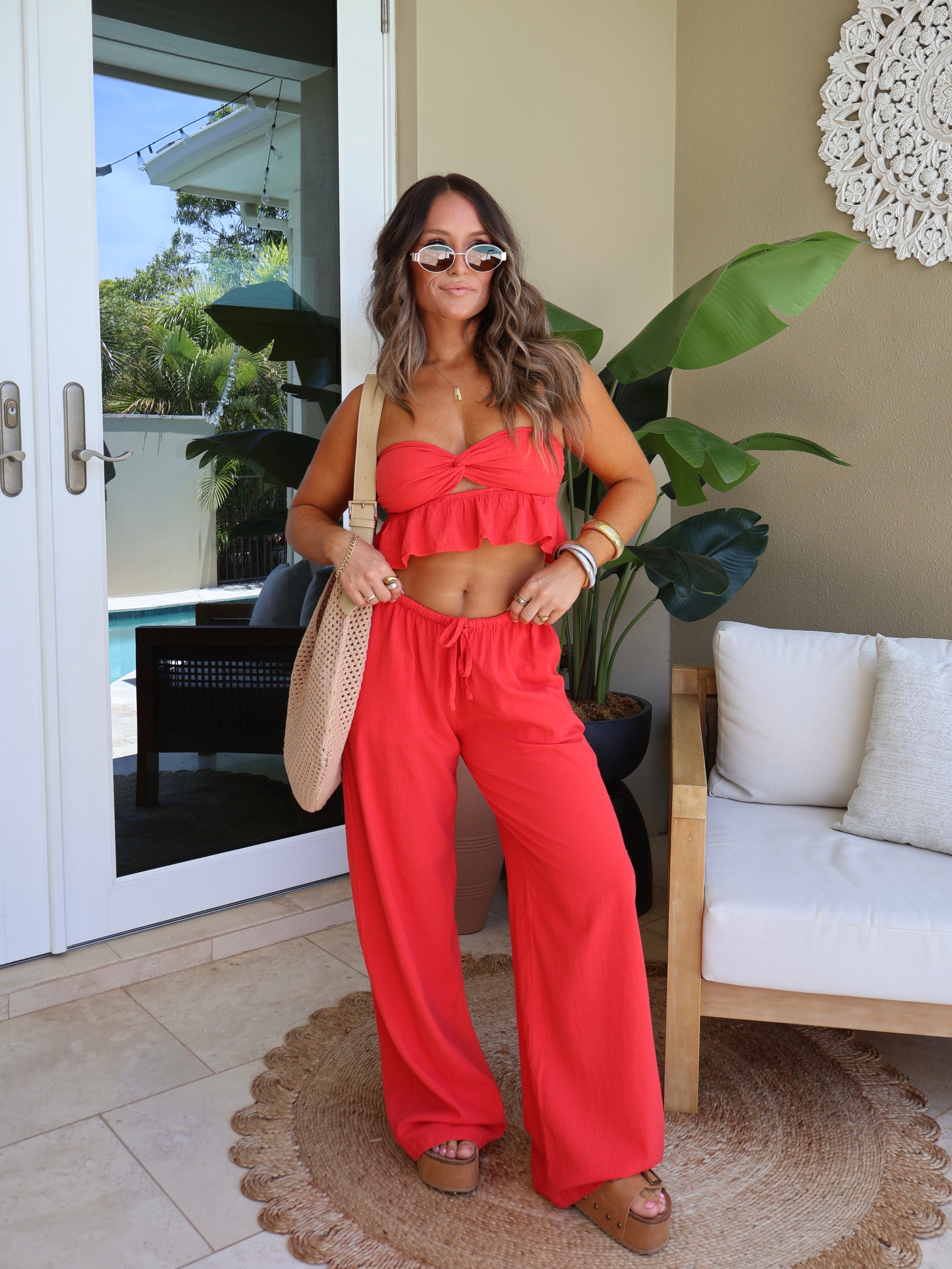 Sunset Date Pants Cherry