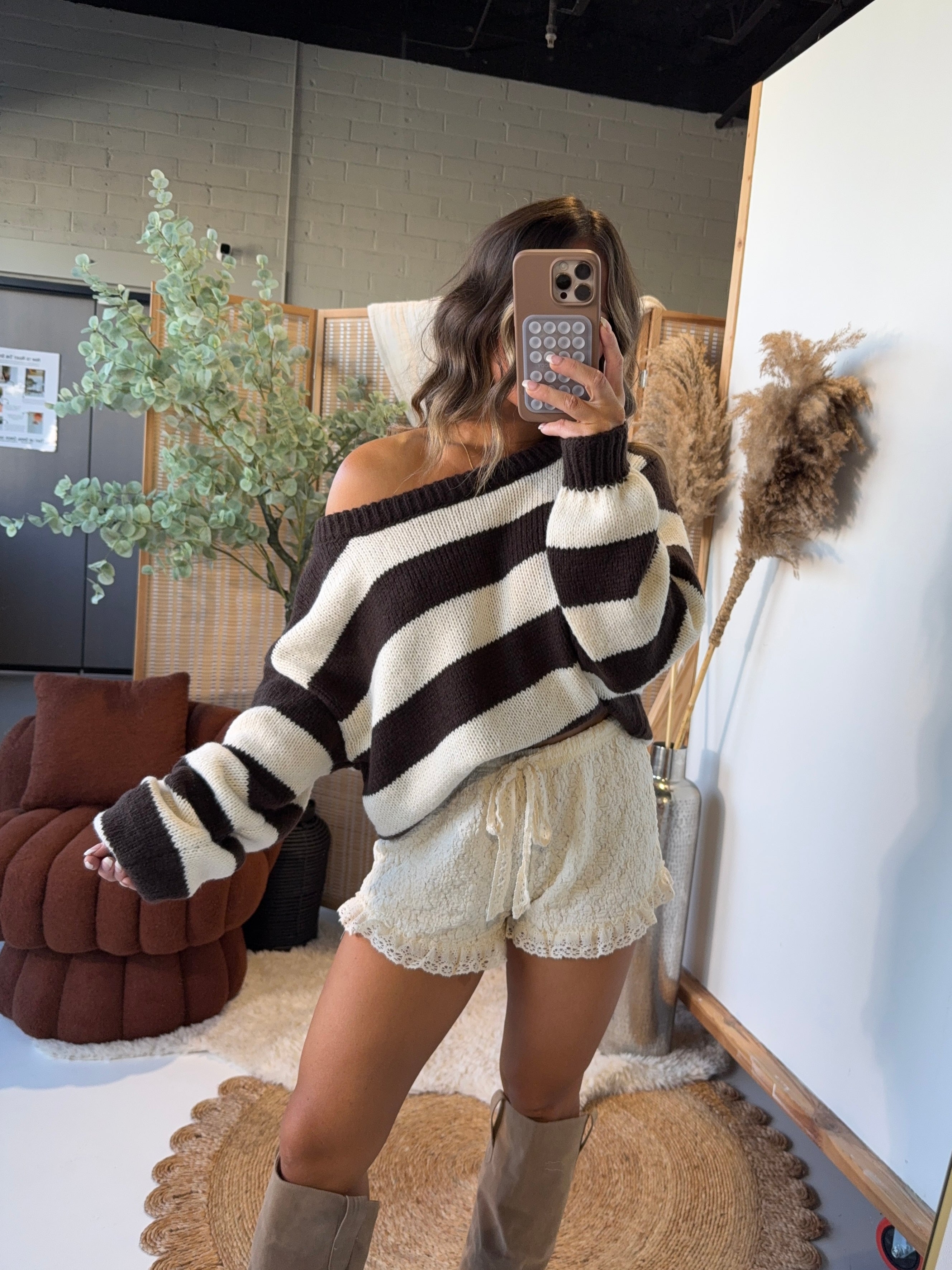 Augustine Striped Sweater Brown