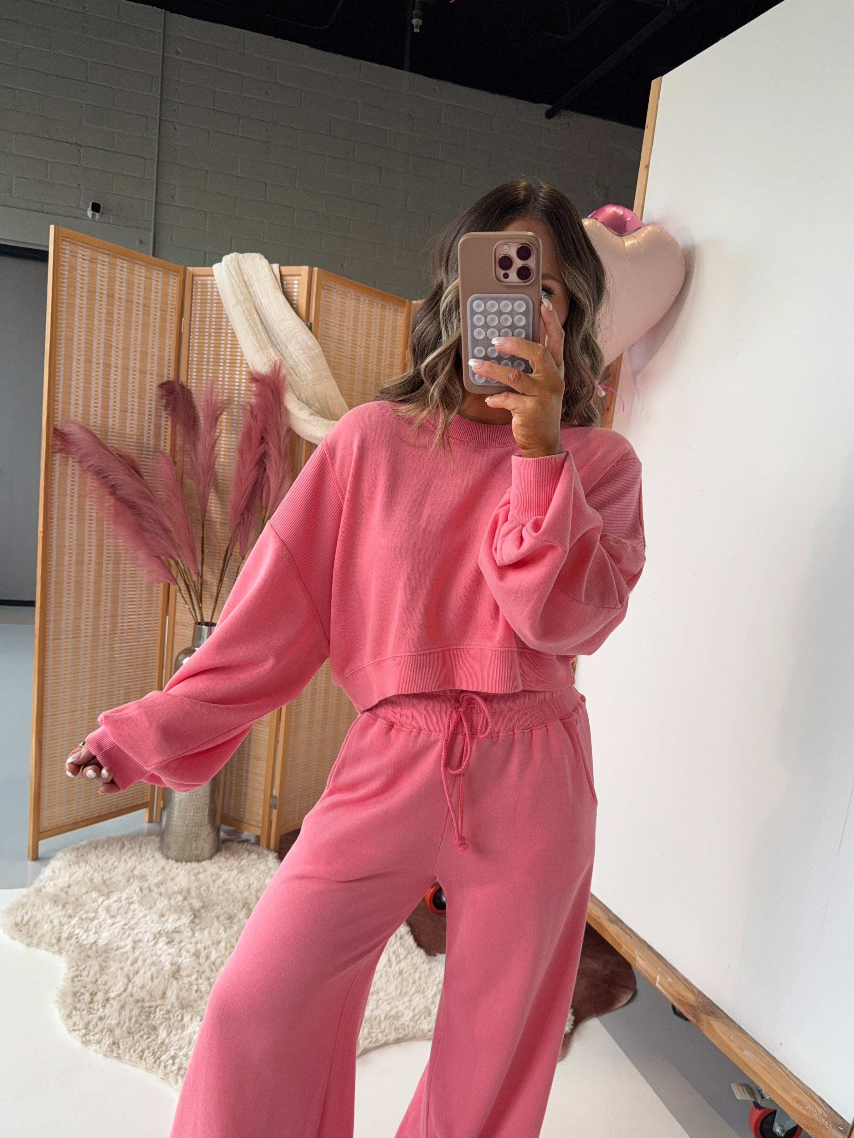 Coffee Shop Mornings Pullover Pink