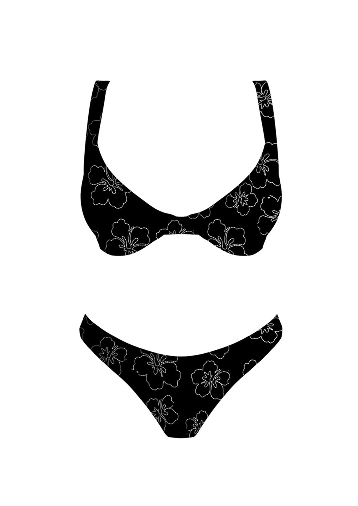 Julia Underwire Bikini Top Black/White