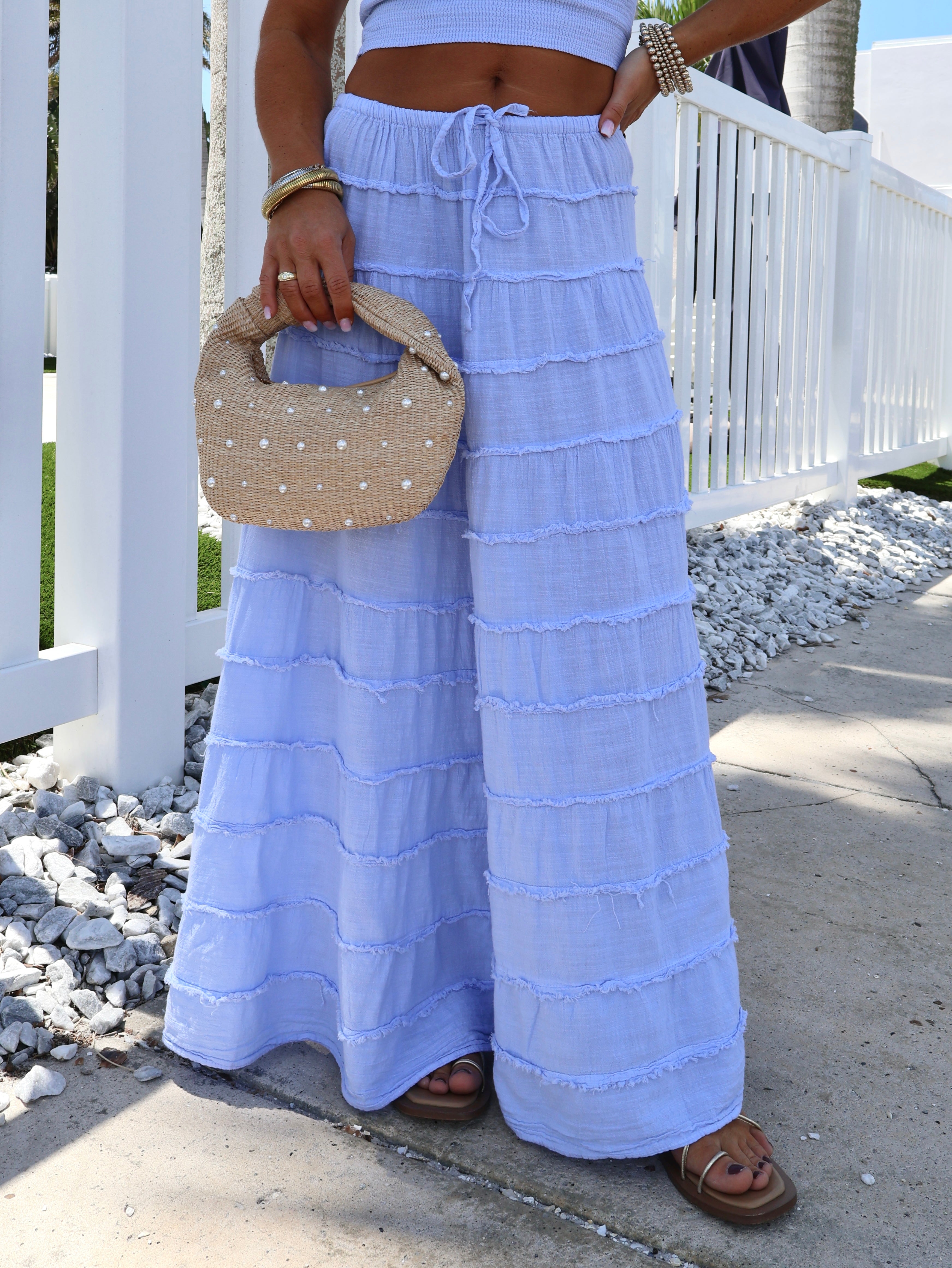 Palm Crush Maxi Skirt Baby Blue