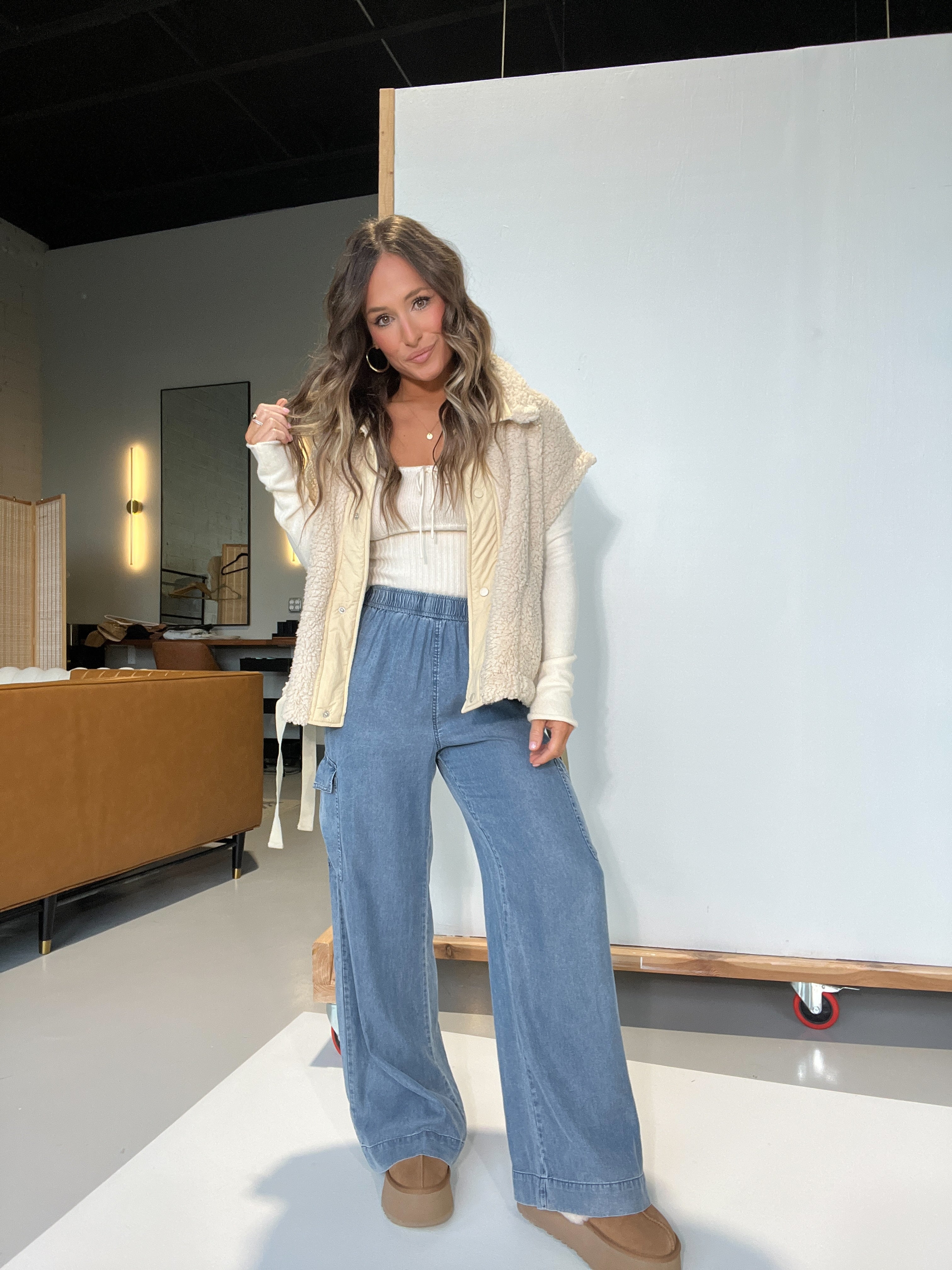 Arlo Wide Leg Tencel Cargo Pants