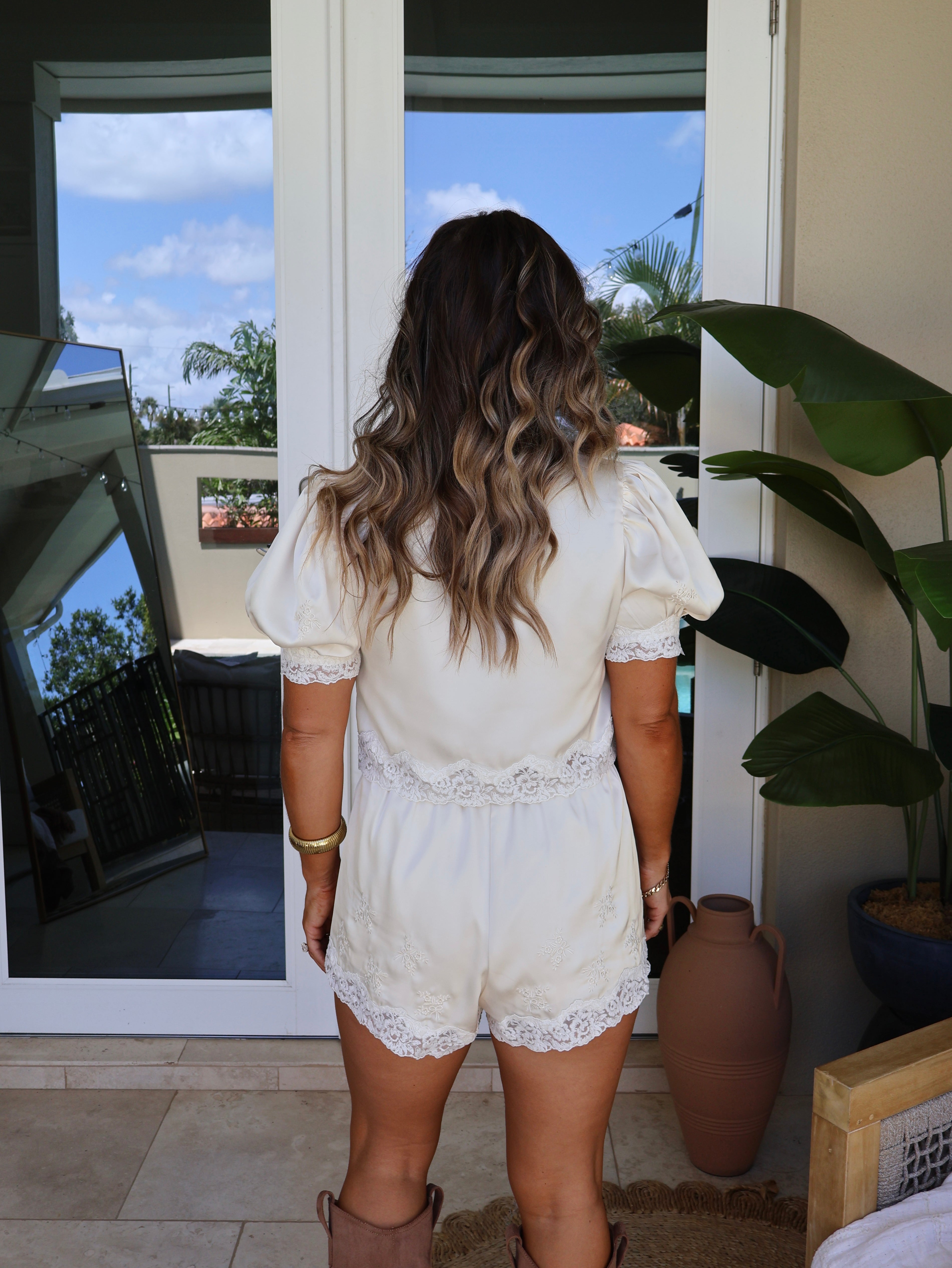 Autumn Romance Lace Shorts Cream