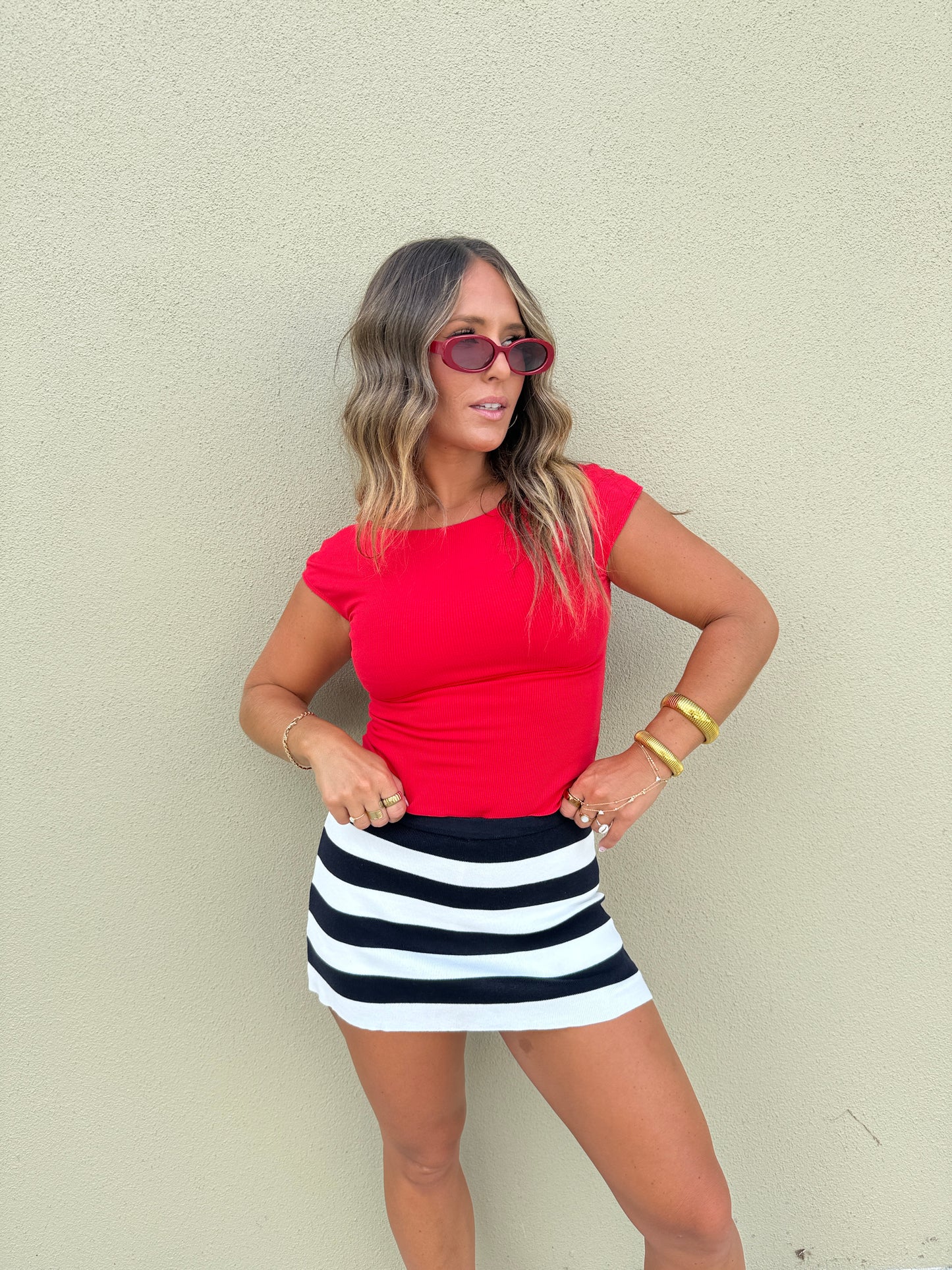 Liberty Striped Mini Skort Navy