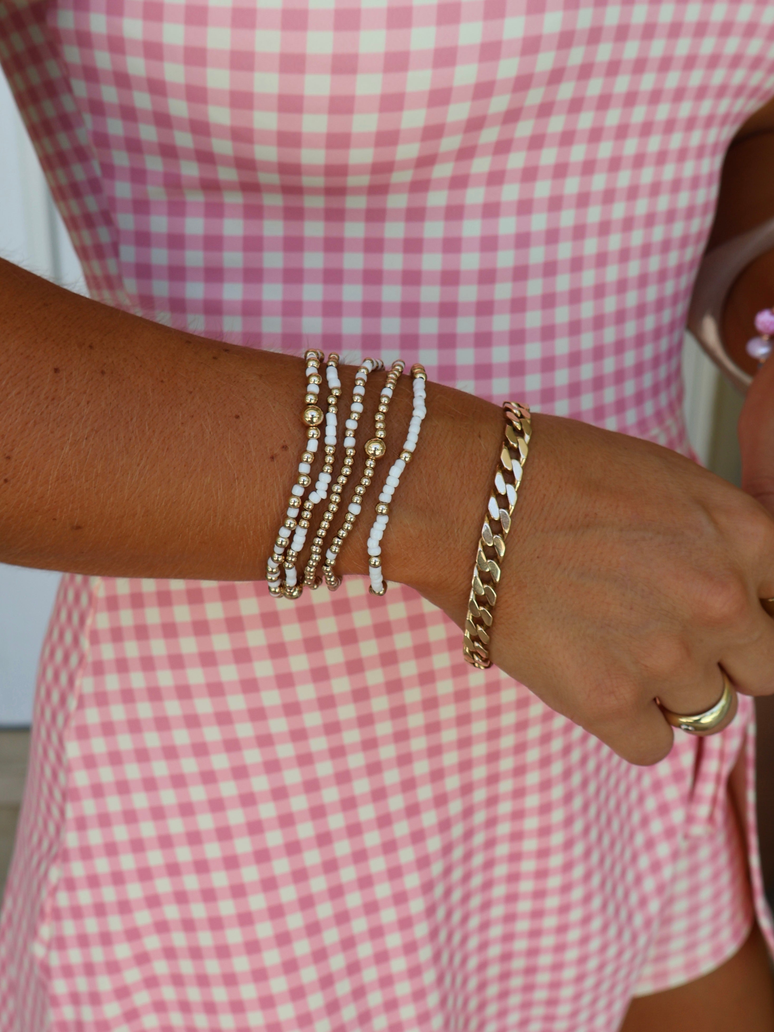 Nyla Beaded Bracelet Set Off White
